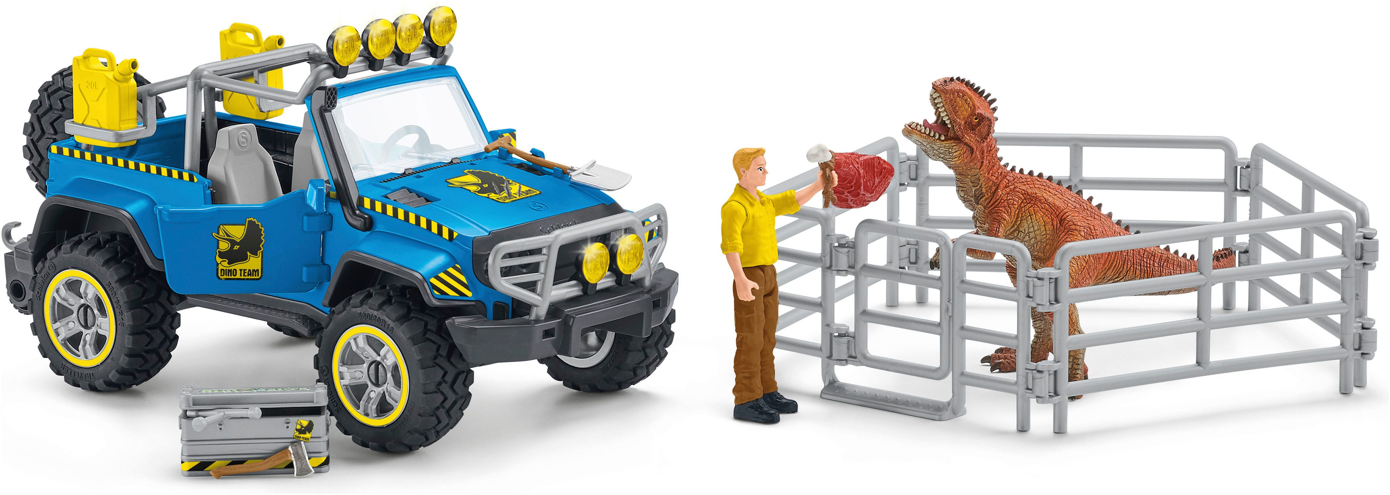 Schleich® Spielfigur DINOSAURS, Geländewagen mit Dino-Außenposten (41464)