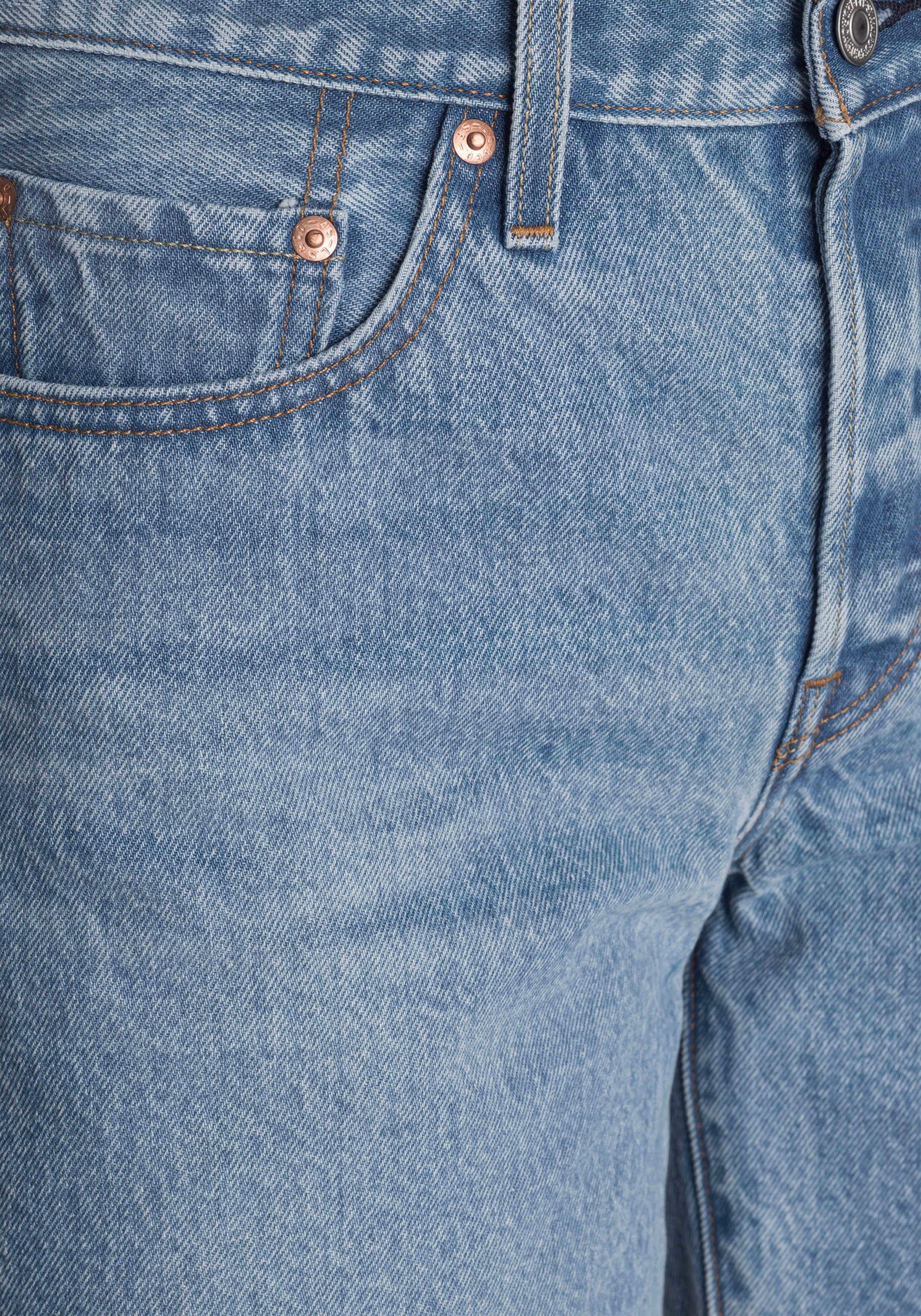 Levi's® Jeansshorts 501 Short Knopfverschluss mid-blue-used krempelbarem und Long Saum Mit