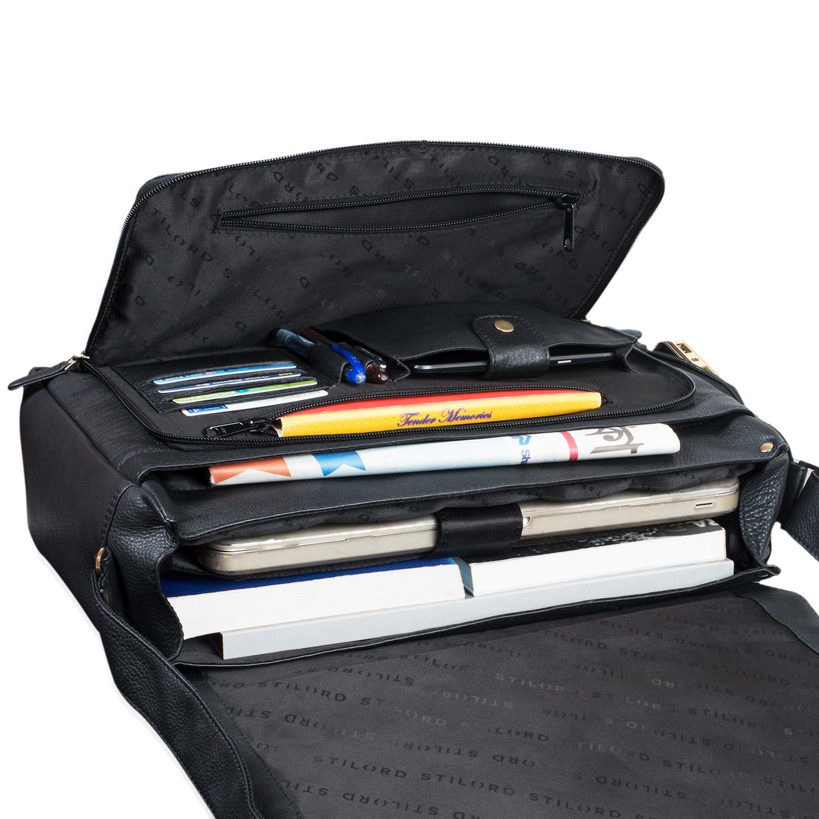 STILORD Laptoptasche "Tom" Vintage Leder Umhängetasche