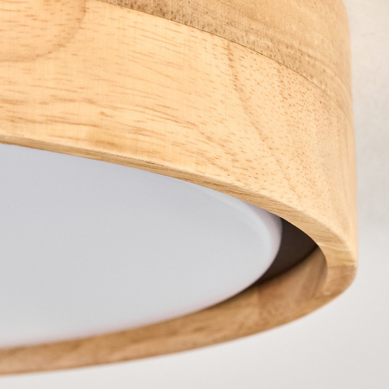 hofstein Deckenleuchte Deckenlampe aus Metall/Holz/Kunststoff in Natur/Weiß, ohne Leuchtmittel, Leuchte im modernen Boho-Design (30,5 cm), dimmbar über Wandscha – Bild 3 von 5