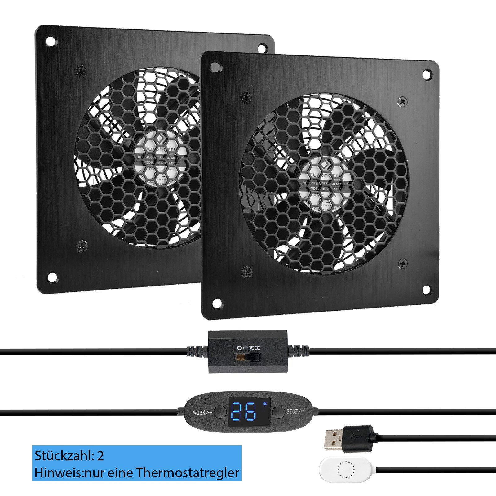 Mini USB-Ventilator Digitalanzeige temperaturgesteuertes leises Lüftersystem 5V-Lüfter