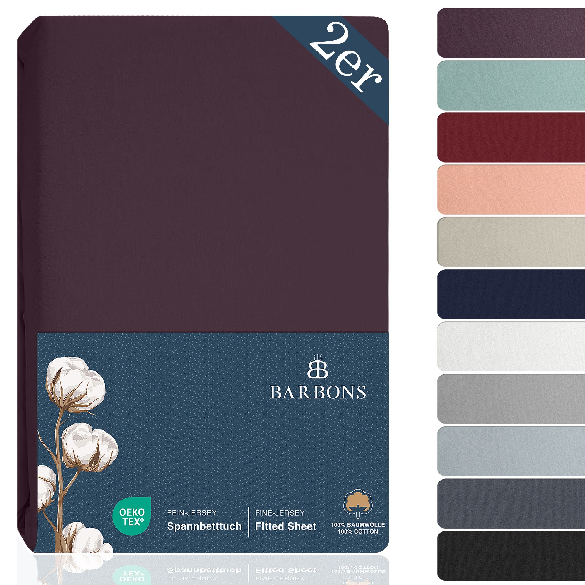 BARBONS Spannbettlaken Jersey 2er Bettlaken, 145 g/m² Spannbetttuch, bis zu günstig online kaufen