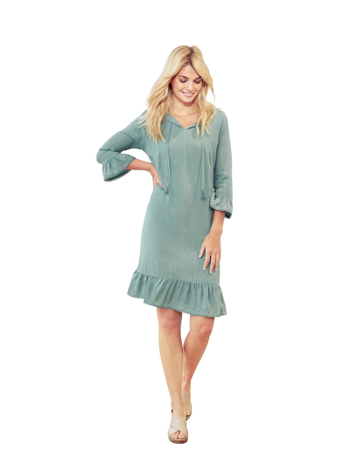 LINEA TESINI by Heine Sommerkleid Kleid, Rundhals-Ausschnitt mit kleinem V  online kaufen | OTTO