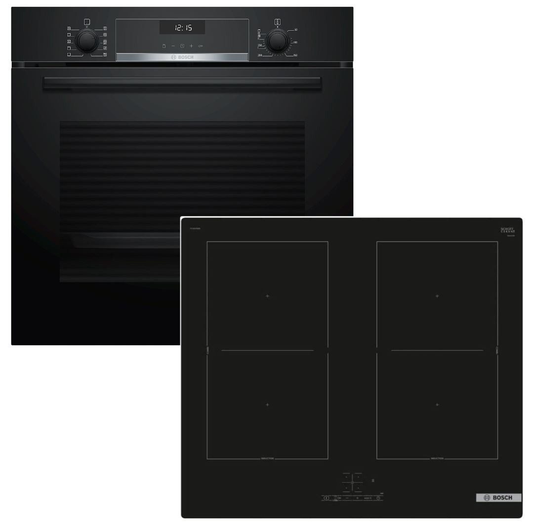 BOSCH Backofen-Set EcoClean mit Induktionskochfeld PowerBooster autark 60 cm