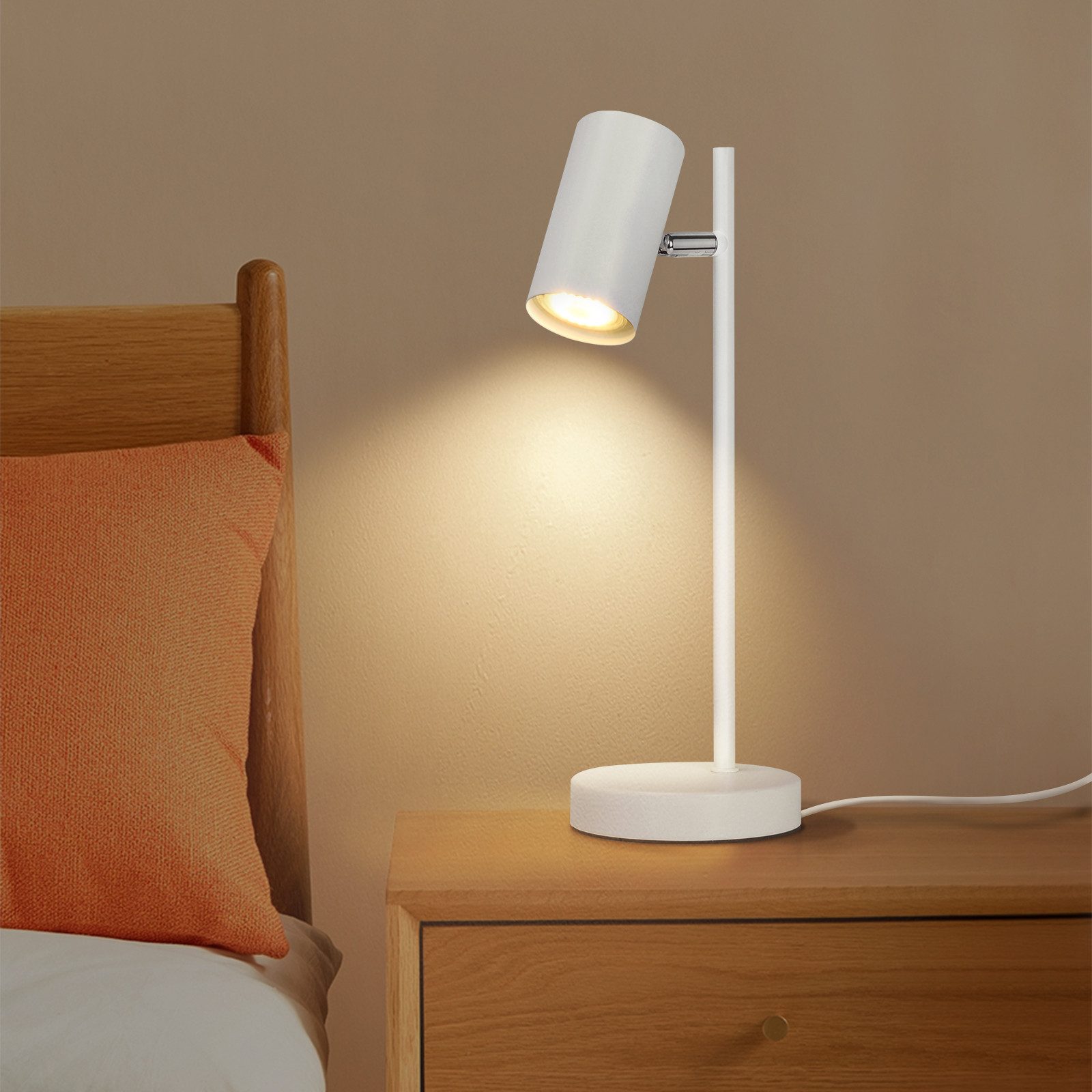 ZMH Tischleuchte GU10,schwenkbare Tischlampe mit 350° Drehbereich, 90° neigbar, ohne Leuchtmittel, für Schreibtisch, Nachttisch und Arbeitszimmer