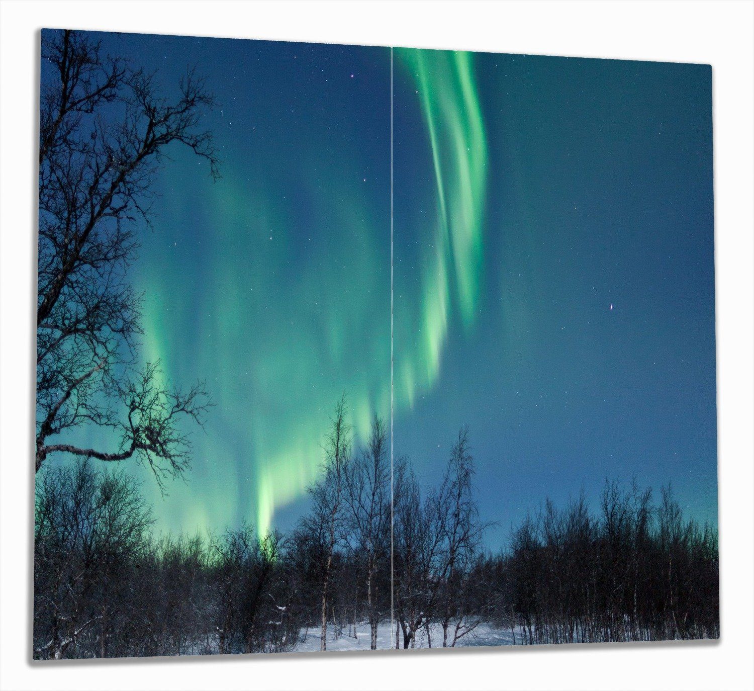 Wallario Herd-Abdeckplatte Polarlicht in Schweden, ESG-Sicherheitsglas, (Glasplatte, 2 tlg., inkl. 5mm Noppen), verschiedene Größen