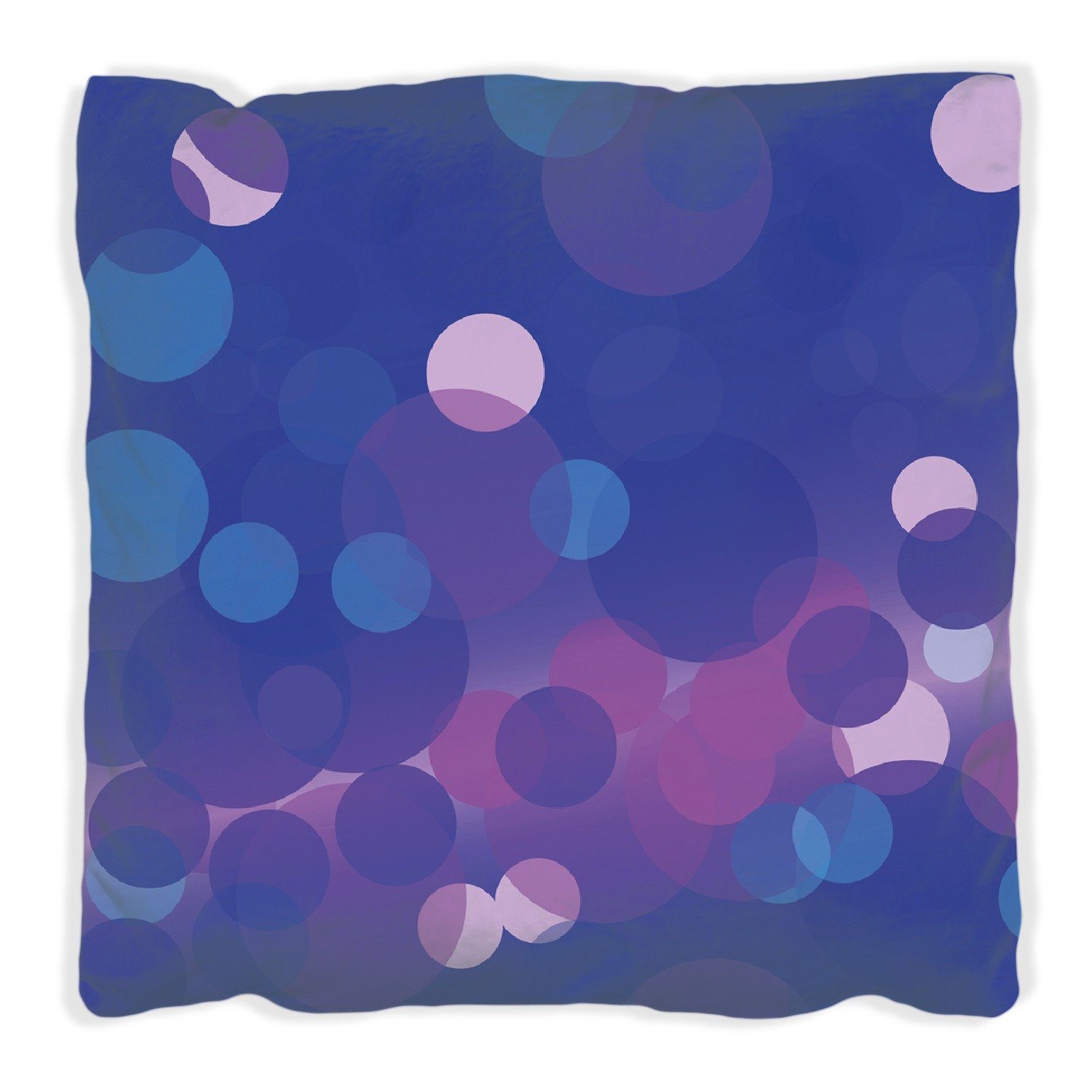 Wallario Dekokissen Blaue Kreise mit pink - harmonisches Muster, handgenäht