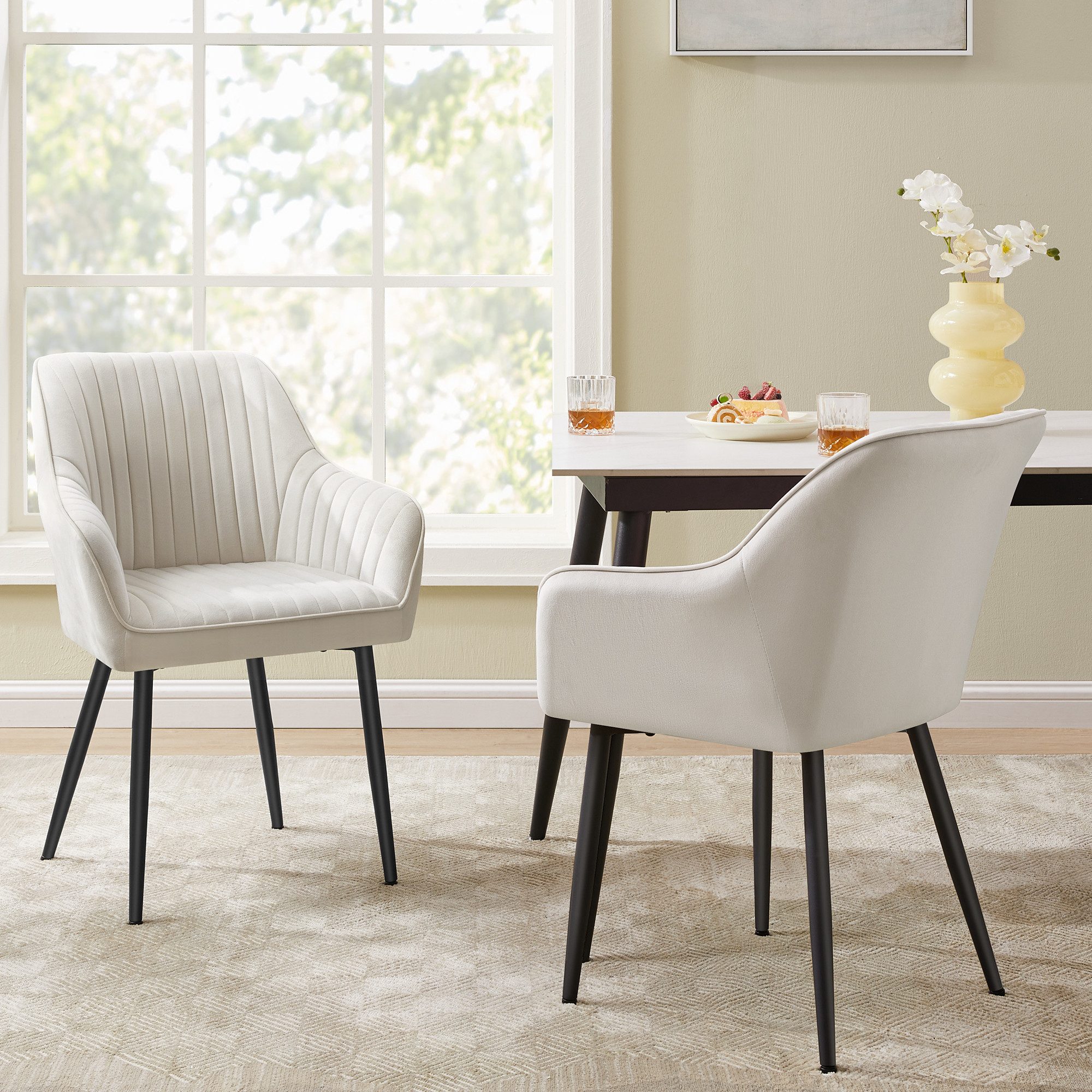 SONGMICS Esszimmerstuhl (2 St), Polsterstuhl mit Metallbeine, Samt, für Sch günstig online kaufen