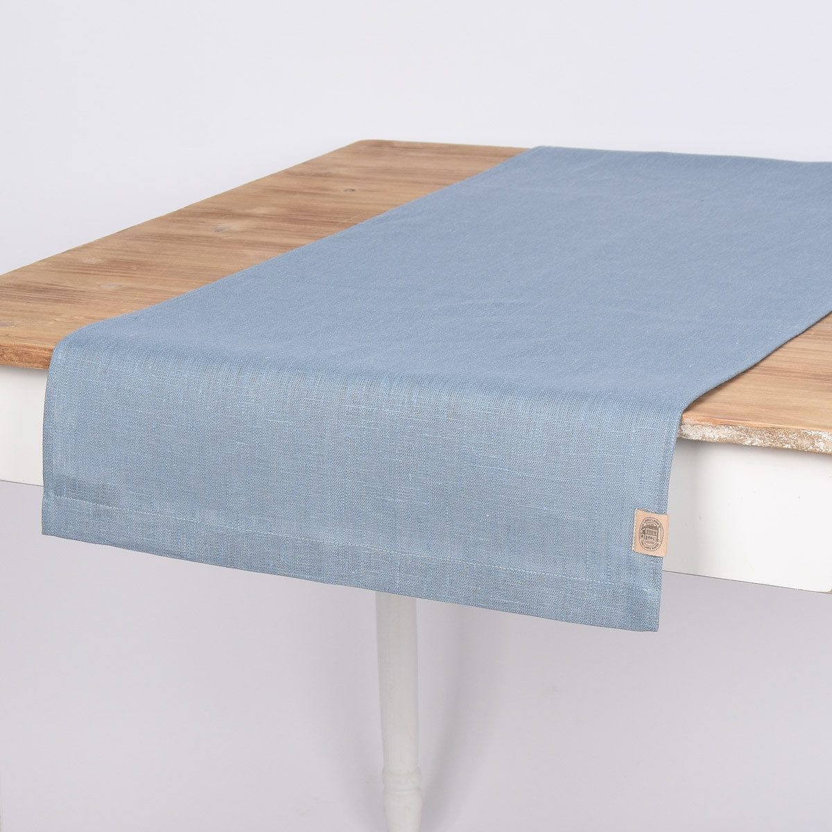 KARDELEN Tischläufer Tischläufer Erik aus 100% Leinen 1-lagig 47x150cm blau