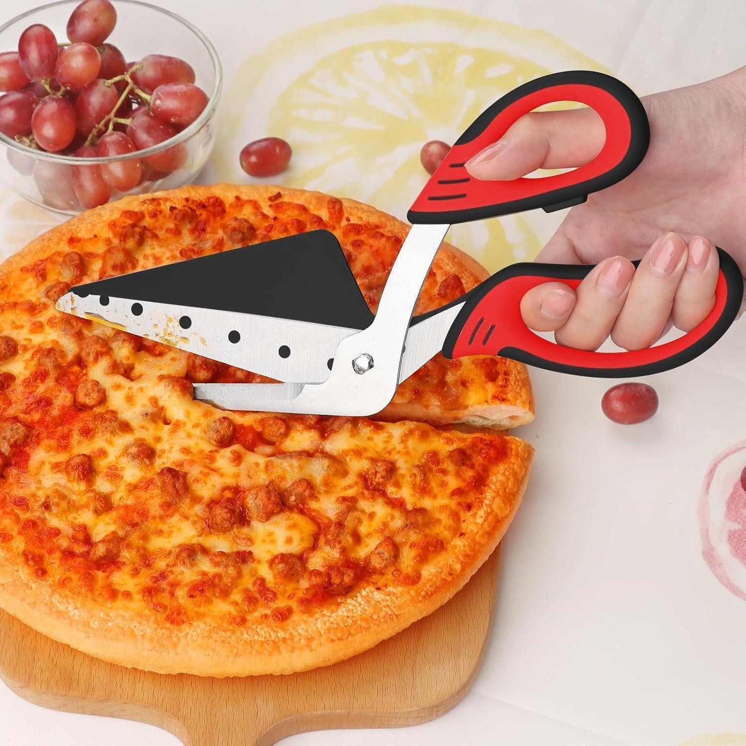 LuxusKollektion Pizzaschneider Pizzaschere Pizzaspachtel Edelstahlklingen Griff 27 cm Rot und Schwarz – Bild 2 von 5