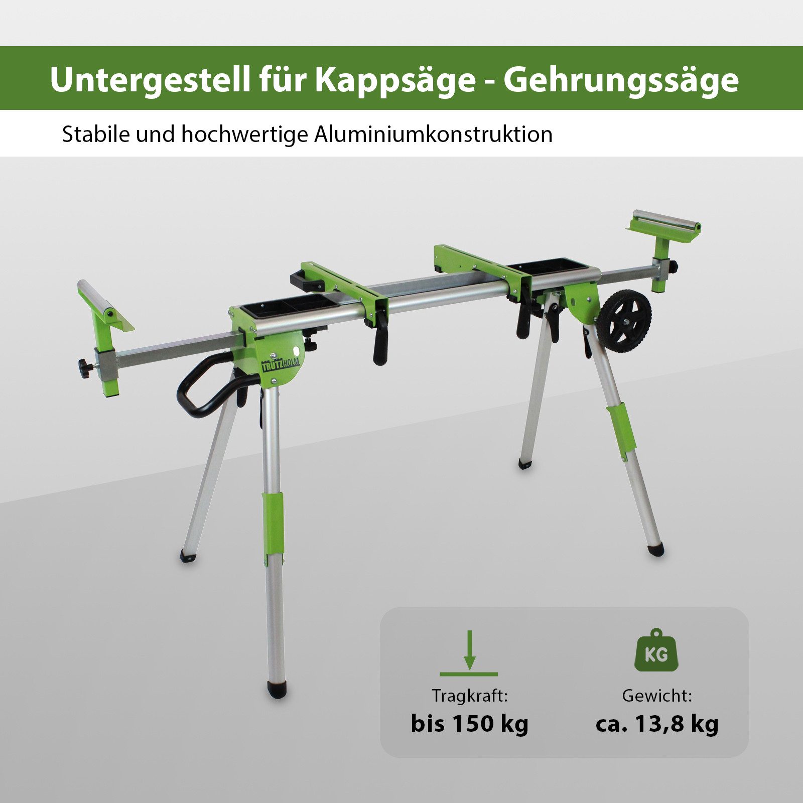 TRUTZHOLM Sägeuntergestell Untergestell für Kappsägen Gehrungssägen Kappzugsägen mobil Universal, Zubehör für Kappsäge und Gehrungssäge, stabil