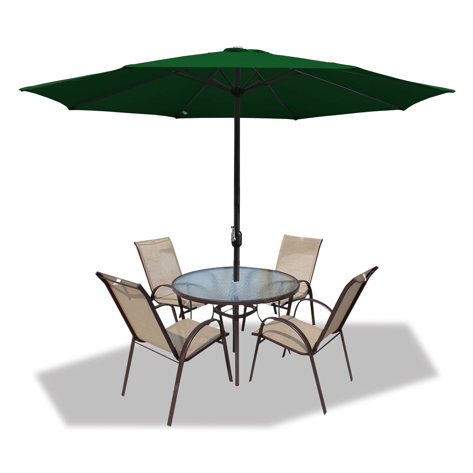 Clanmacy Sonnenschirm Sonnenschirm Rund,Kurbel,Knickbar,Eisen,350cm,Grün günstig online kaufen