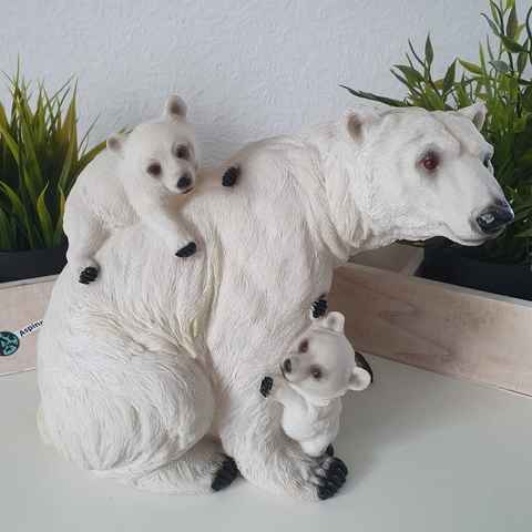 Aspinaworld Dekofigur Eisbär Figur mit zwei Kindern 21 cm
