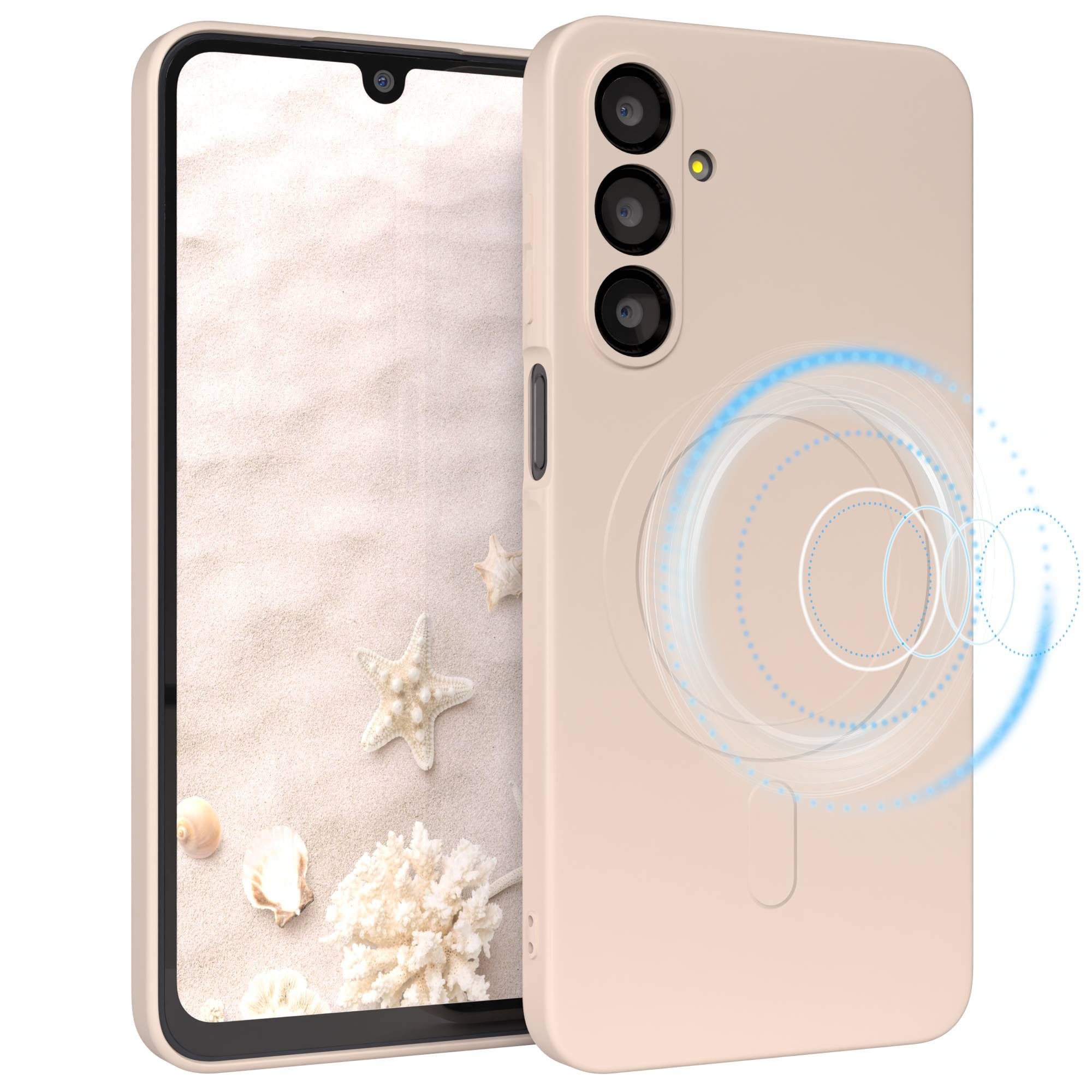 EAZY CASE Handyhülle für Samsung Galaxy A16 Hülle Silikon 6,7 Zoll, Schutzcase mit MagSafe Slimcover Silikonschutzhülle elastisch Taupe