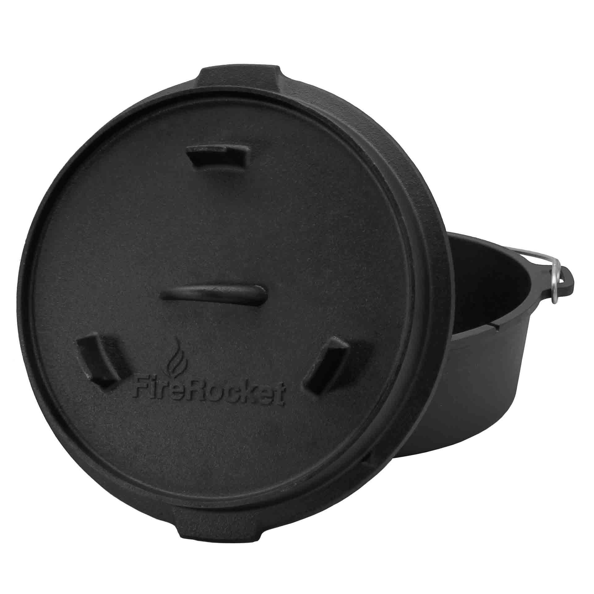FireRocket Grilltopf Dutch Oven 6qt 5,5L Premium Gusseisen Feuertopf, (Dutch Oven)