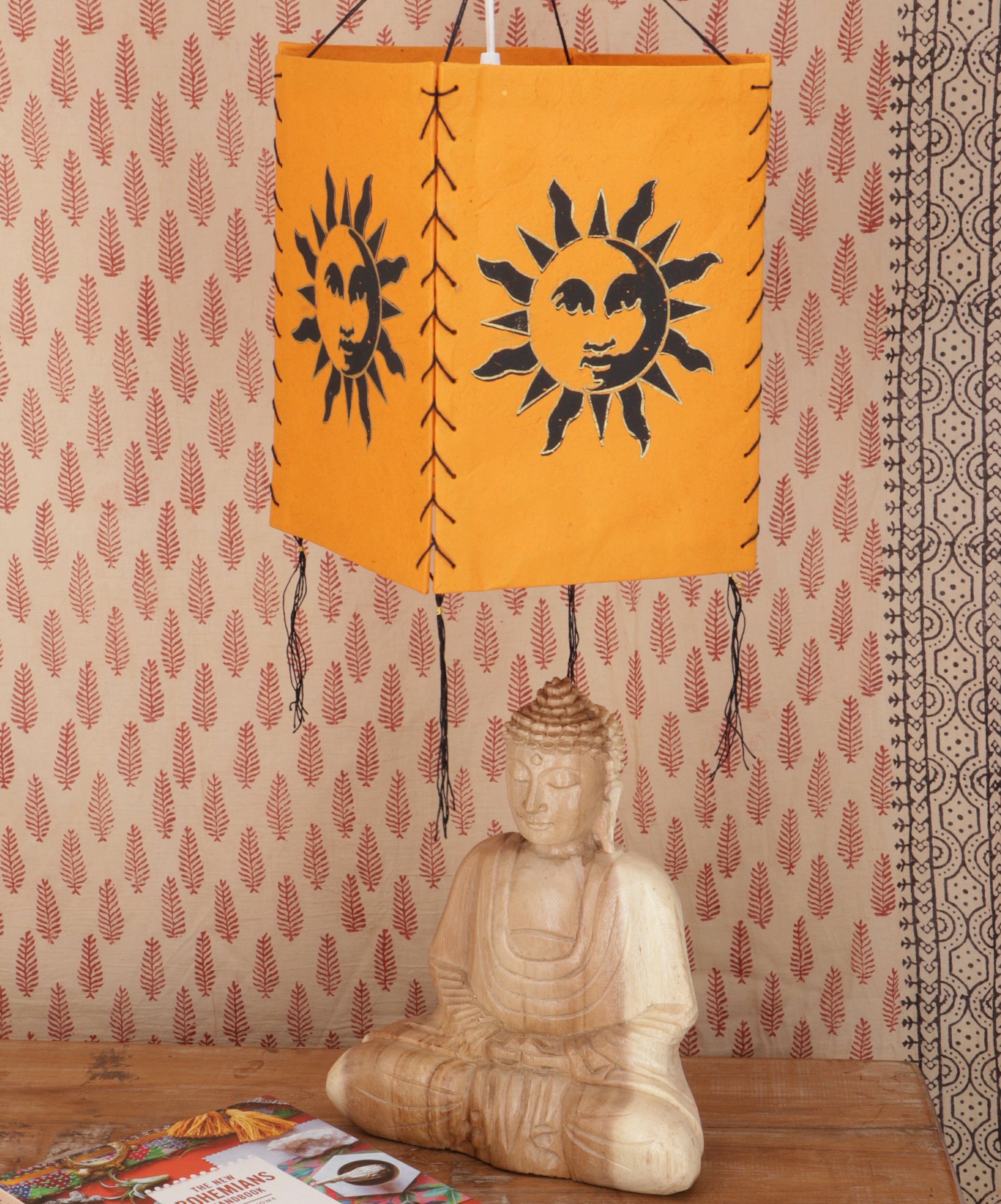 nicht Deckenleuchten Deckenleuchte.., Leuchtmittel orange Lokta inklusive Hänge 1 Guru-Shop Papier Lampenschirm, Sonne