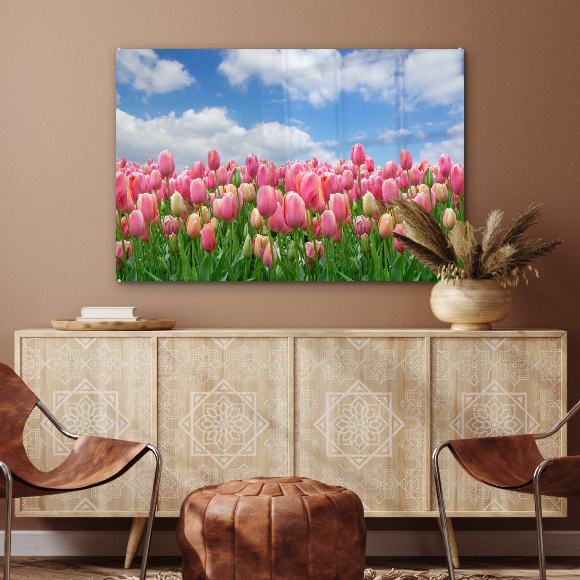 - Schlafzimmer Wohnzimmer MuchoWow Tulpen Frühling, & - Farben Acrylglasbilder St), Acrylglasbild (1