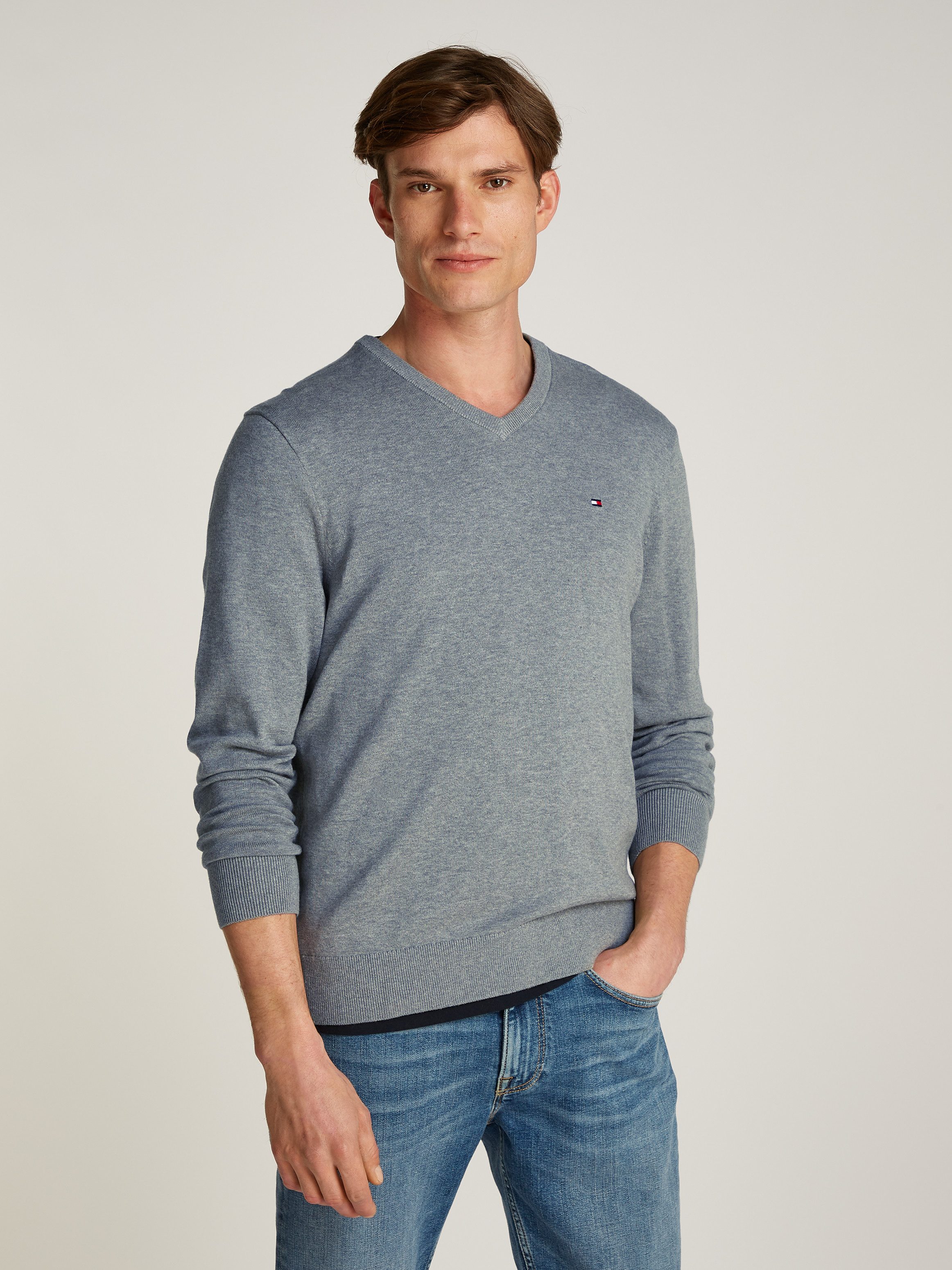 Tommy Hilfiger Strickpullover ESSENTIAL COTTON V NECK mit V-Ausschnitt und günstig online kaufen