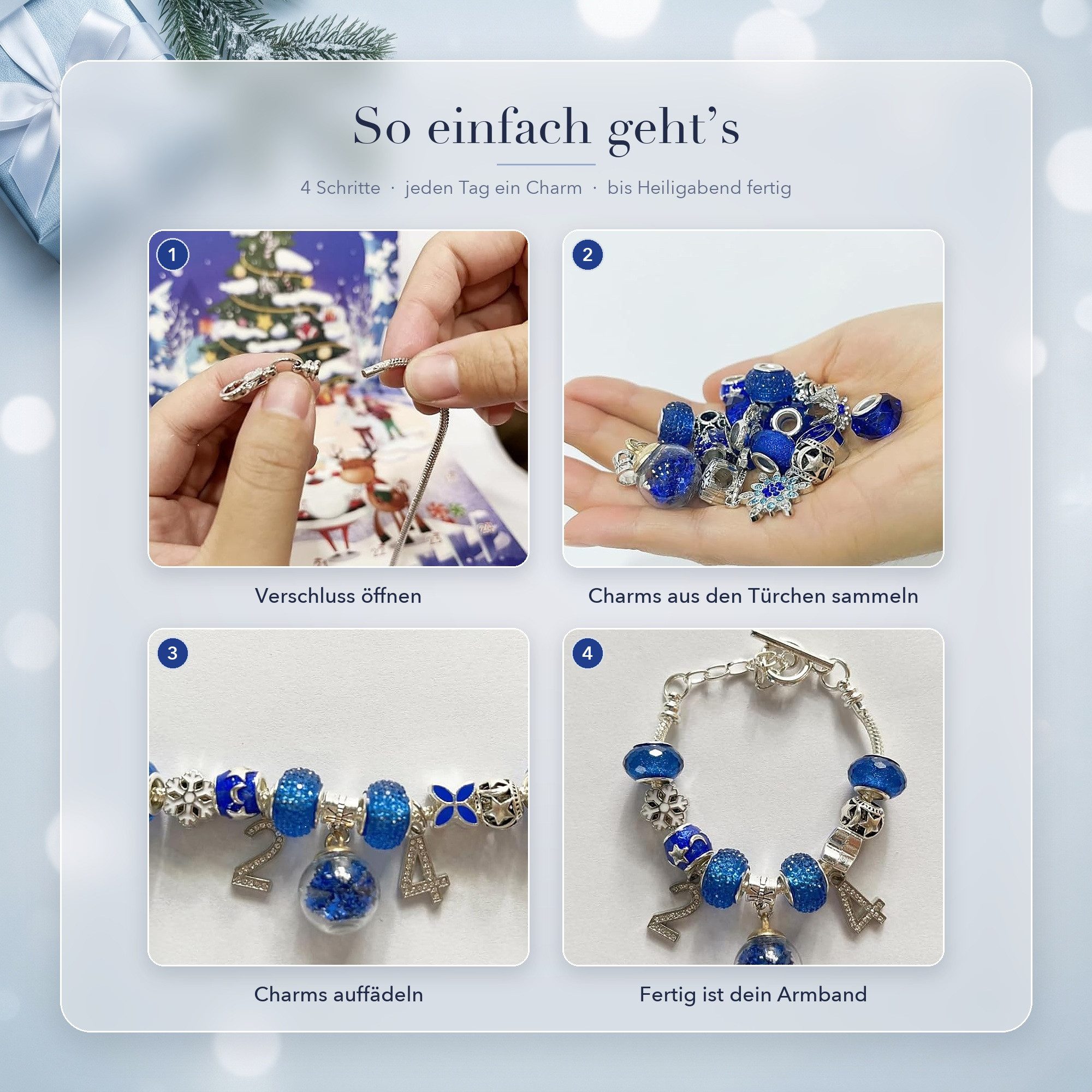 Lucadeau DIY-Adventskalender Adventskalender 2026 Mädchen – 24 Türchen Schmuck zum Selbermachen (Geschenkset), Weihnachtskalender Kinder ab 5 zum Basteln, 22 Ch – Bild 4 von 5