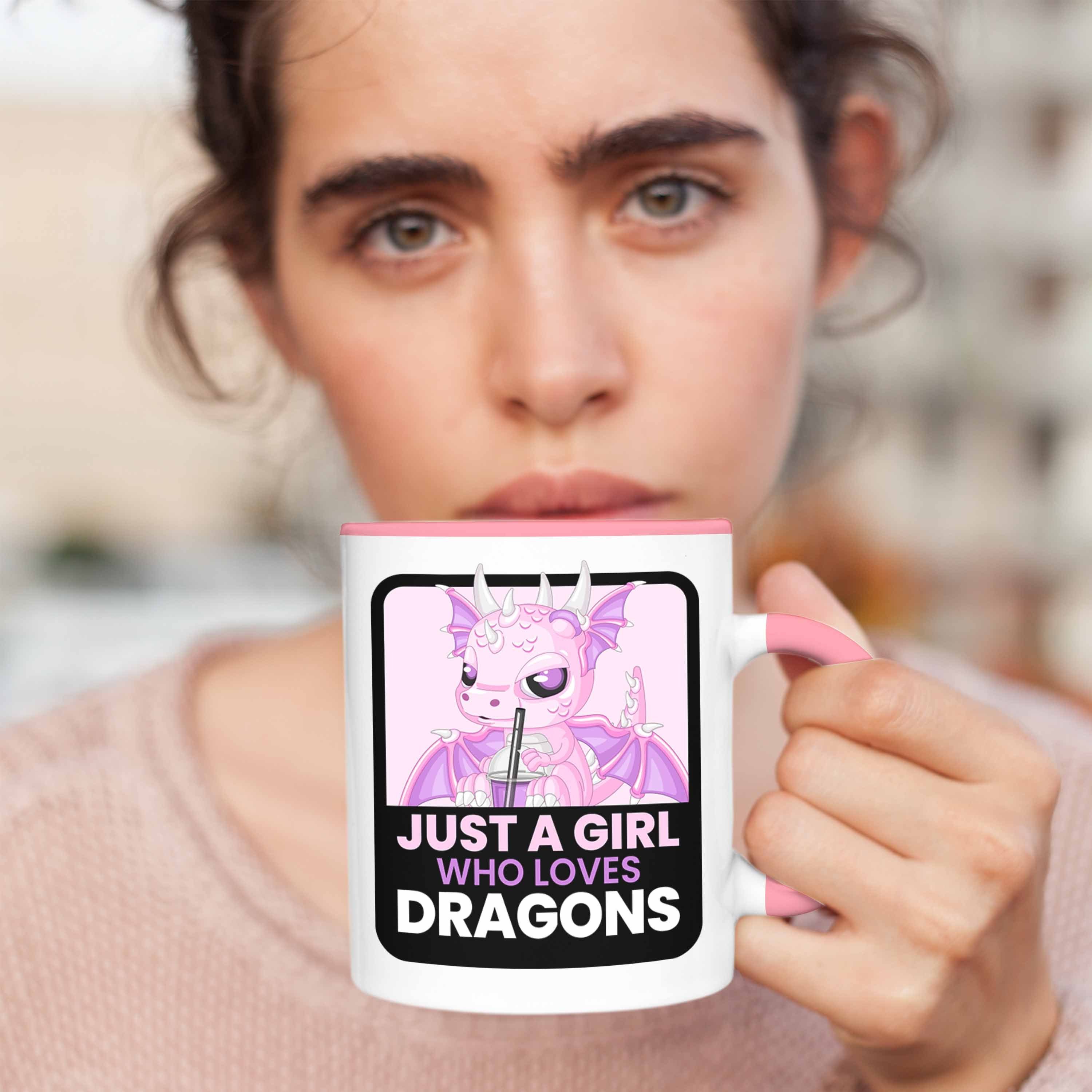 Frauen Mäd Geschenk Rosa Tasse Drachen Drachen-Liebhaberin Trendation Tasse Geschenkidee für