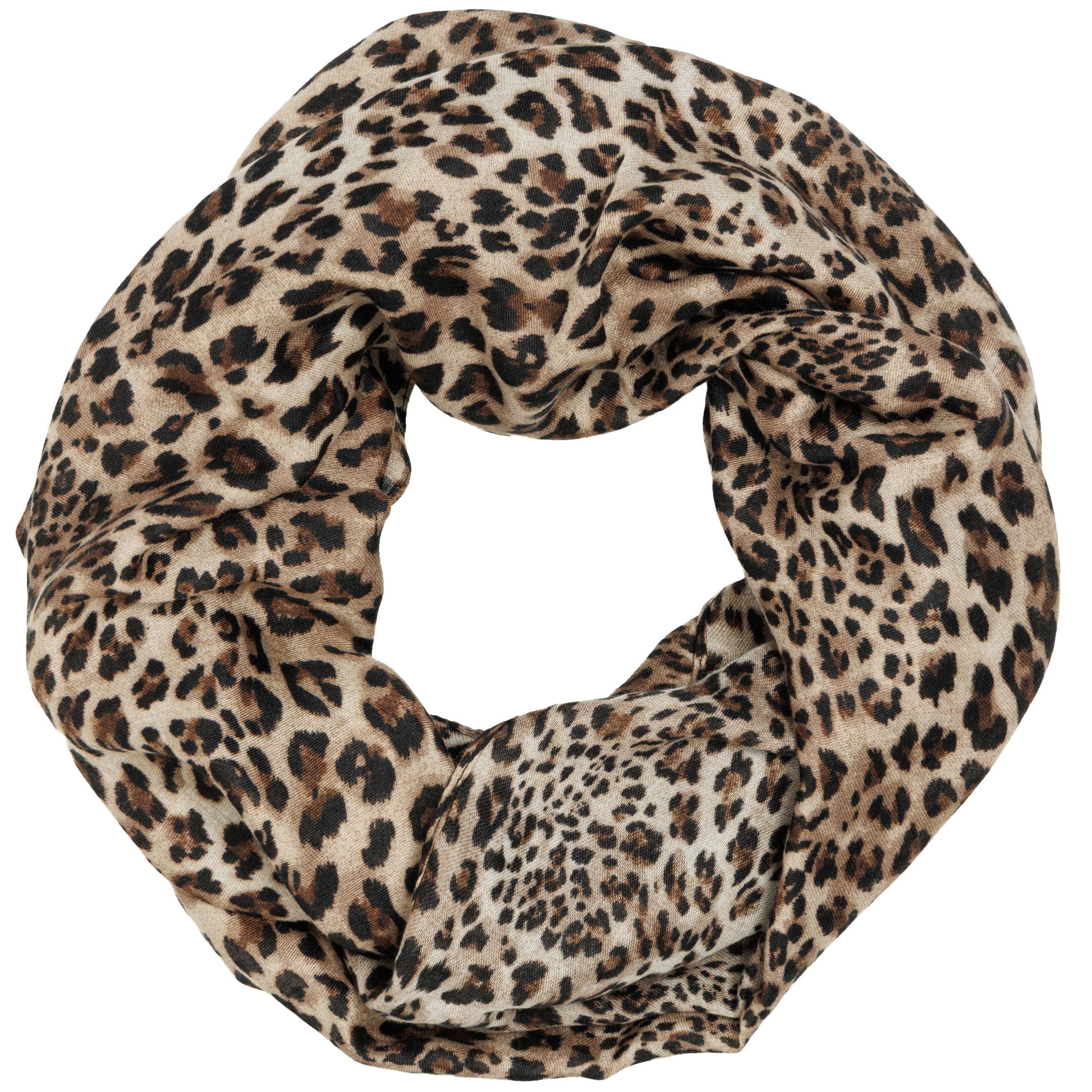 Caspar Loop Leichter Damen Schal weiches Halstuch Leo Muster Animal Print - günstig online kaufen