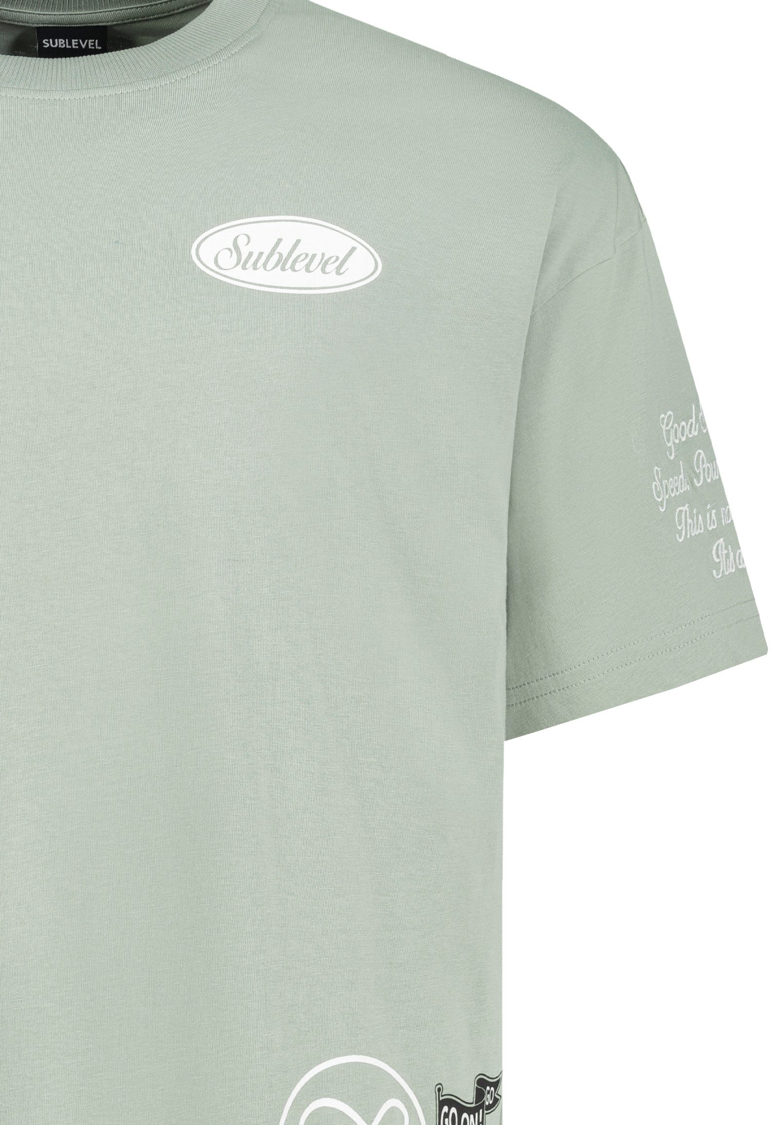 SUBLEVEL T-Shirt Herren Baumwoll T-Shirt bestickt Oversized Shirt mit Stickereien, Baumwolle