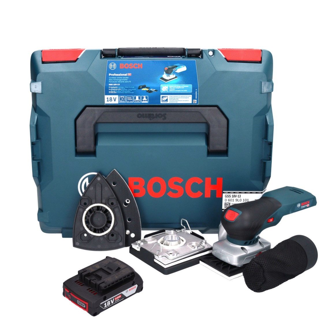 Bosch Professional Akku-Schwingschleifer GSS 18V-13 Akku Schwingschleifer 18 V + 1x Akku 2,0 Ah + L-BOXX
