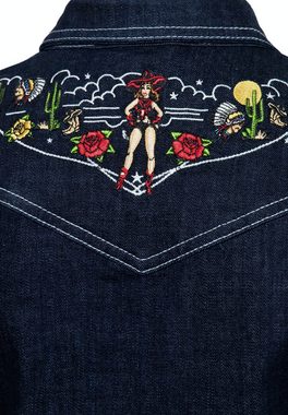 QueenKerosin Jeansjacke mit Vintage Stickerei im Western Style