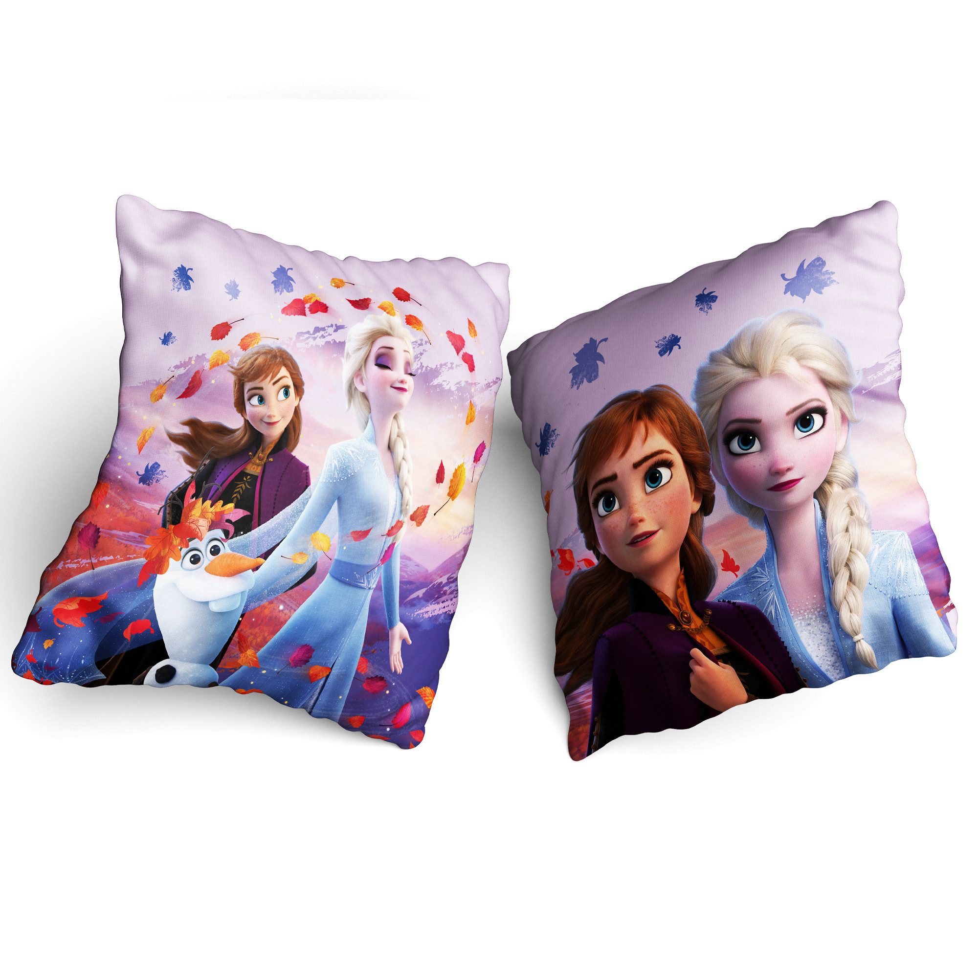 BERONAGE Dekokissen Frozen Die Eiskönigin Kissen Dreamteam 40x40 cm Kuschelkissen, passend zur Bettwäsche, ideal für Sofa, Couch, Kinder-Bett, Auto