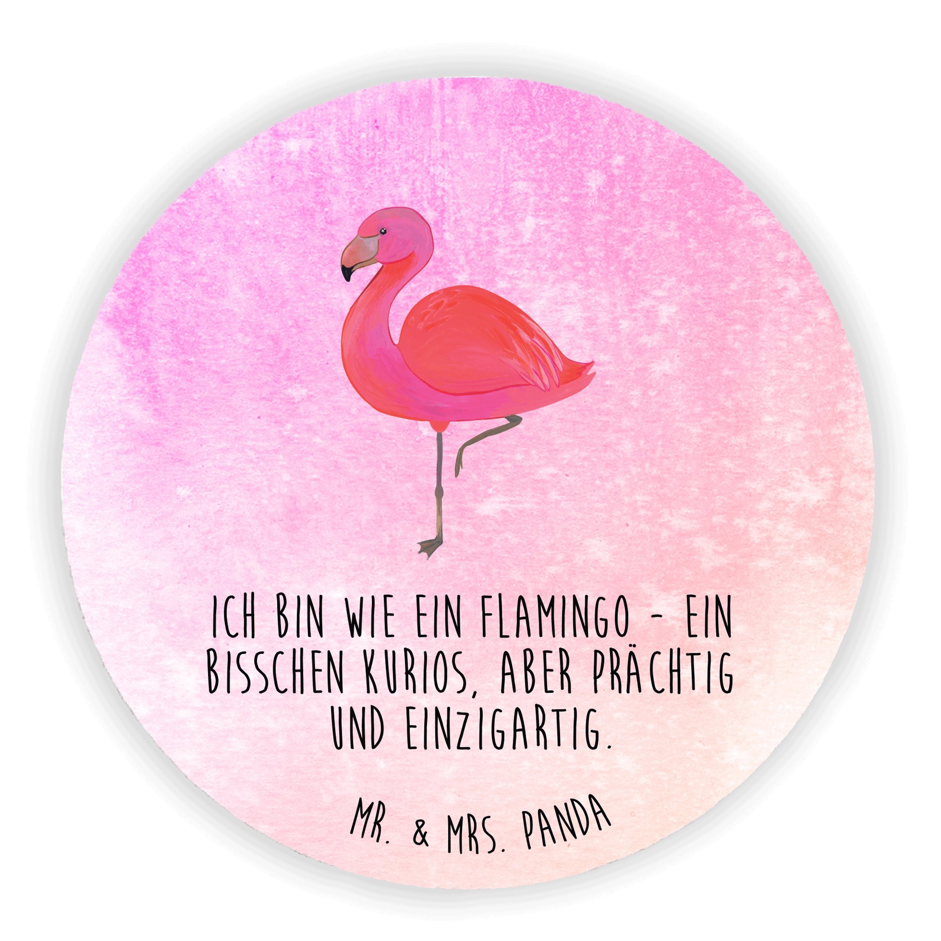 Mr. & Mrs. Panda Magnet Flamingo Classic - Aquarell Pink - Geschenk, Pinnwandmagnet, Dekomagn (1-St), Supermagnetisch