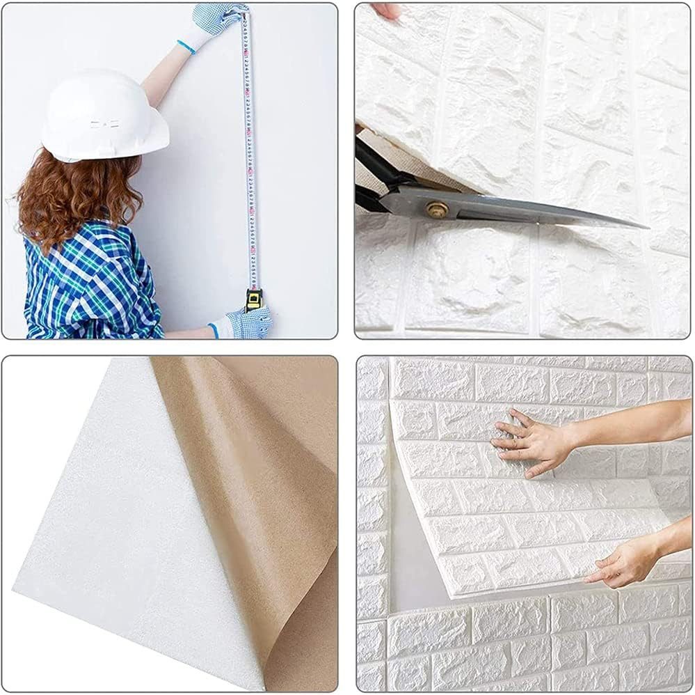 FELIXLEO 3D-Tapete 3D Tapete Selbstklebend Ziegeloptik 10 Stk 38x35cm Weiß, (1 St)