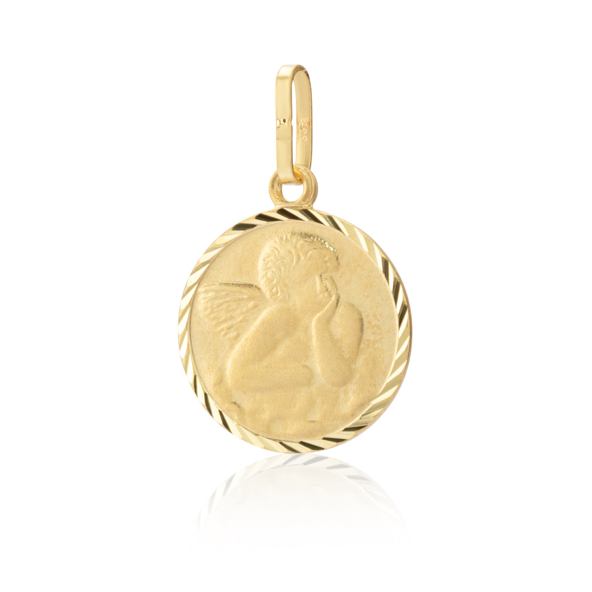 NKlaus Kettenanhänger Kettenanhänger kleiner Schutzengel 333 Gelb Gold 1
