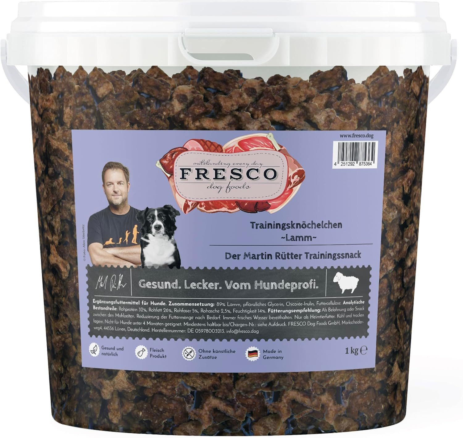 Fresco Dog Martin Rütter Trainingsknöchelchen Lamm 1kg, gesunde Hunde Leckerli, Snack für: Hunde, Hypoallergen, getreidefrei & zuckerfrei