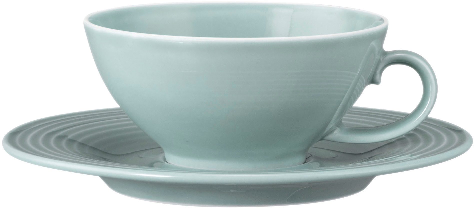 Seltmann Weiden Teeservice Geschirr-Set Beat (18-tlg), 6 Personen, Porzellan, Teller, Tassen, Untertassen, Rillendekor, 18 Teile, für 6 Personen