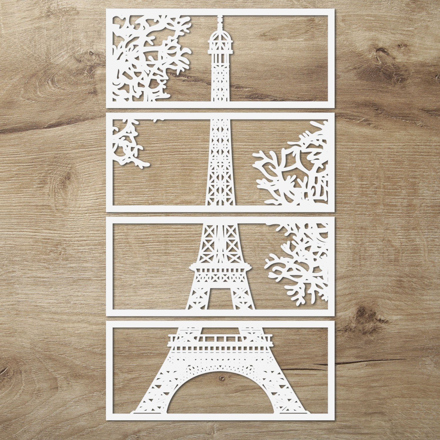 Namofactur Wanddekoobjekt XXL Eiffelturm Wandbild Weiß Holz Wanddeko
