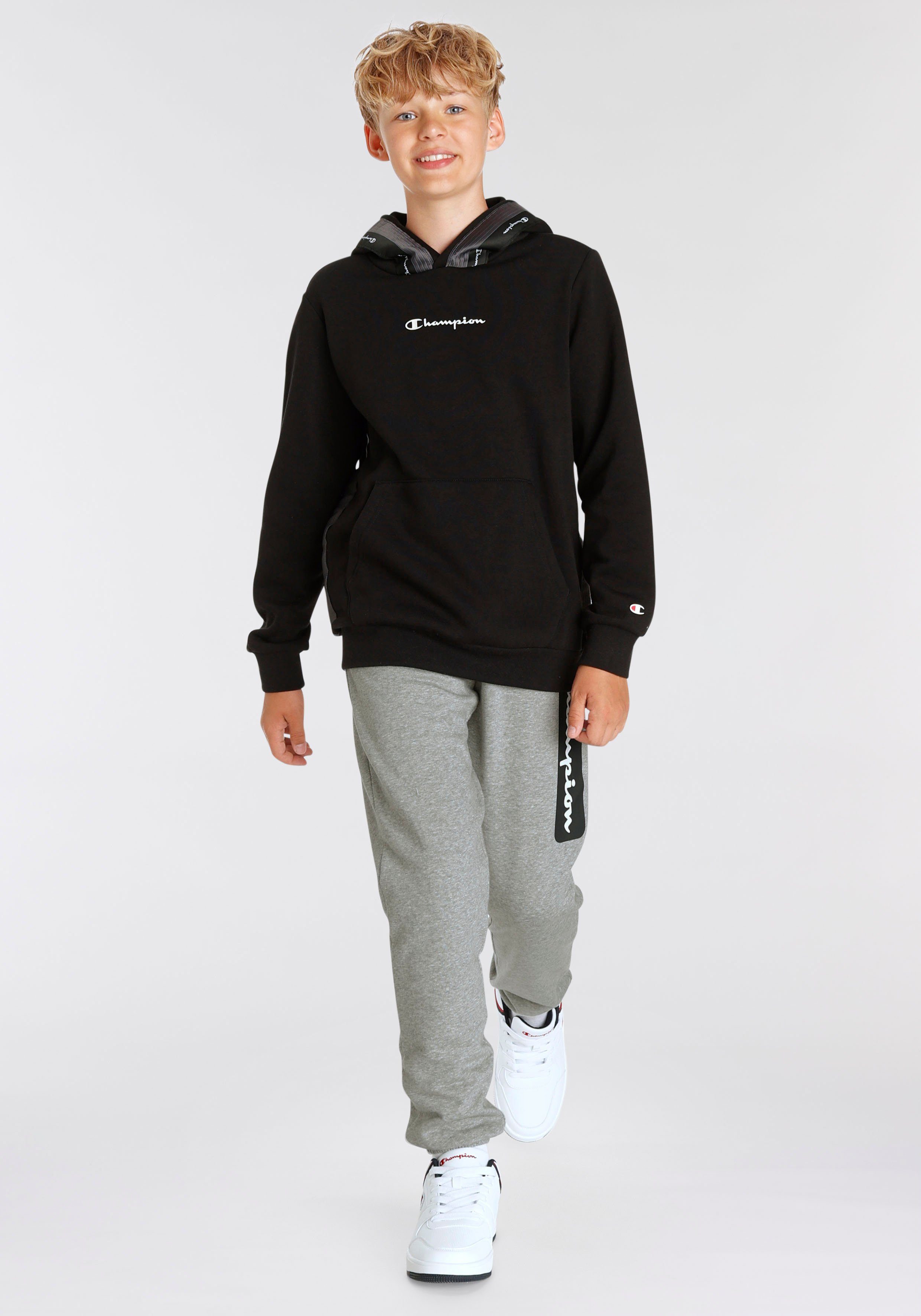 Hooded schwarz - Kapuzensweatshirt Tape Sweatshirt Champion für Kinder