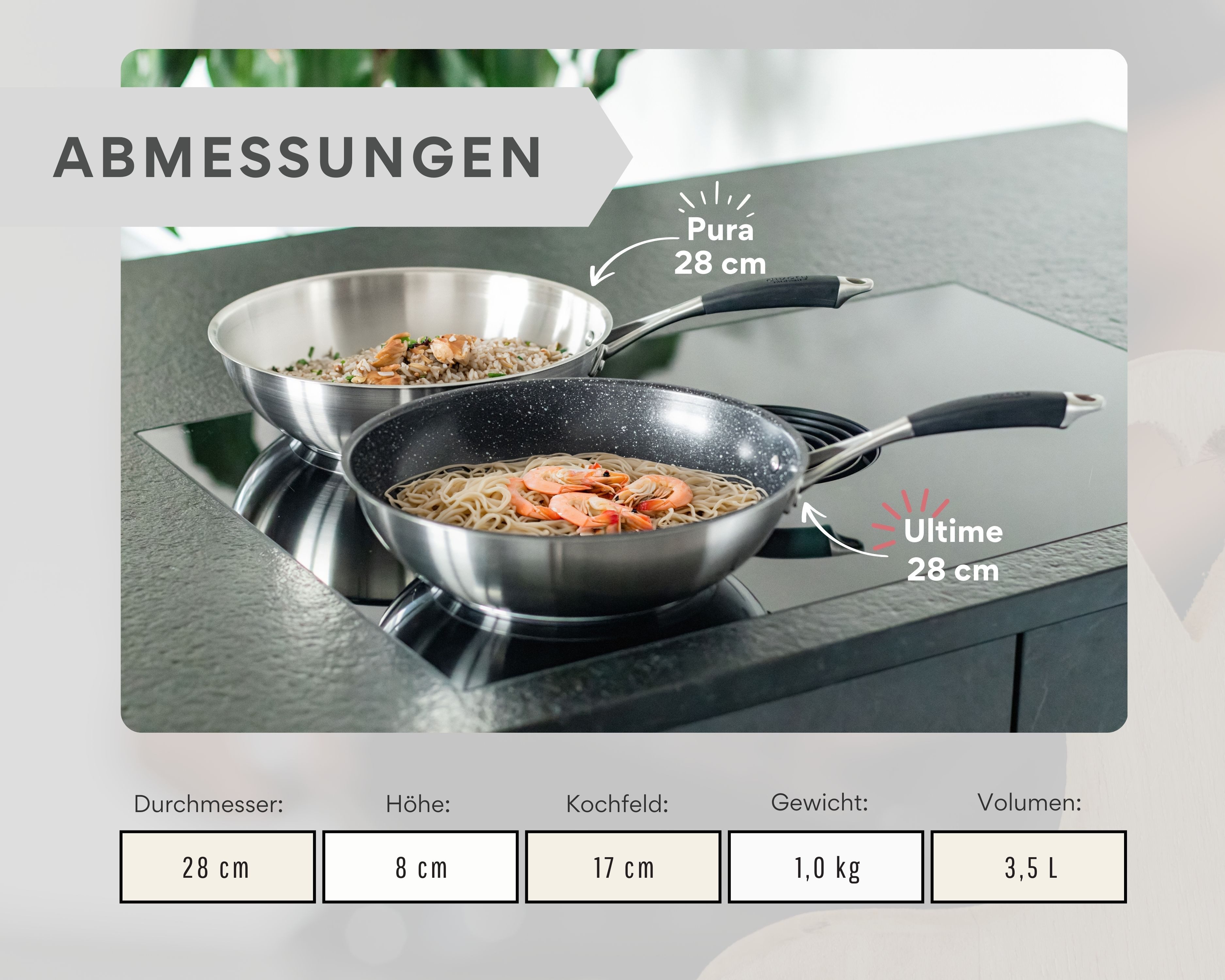 divory Wok Wokpfanne, Edelstahlpfanne beschichtet, Induktion (28 cm), Edelstahl, Induktion, Antihaftbeschichtung