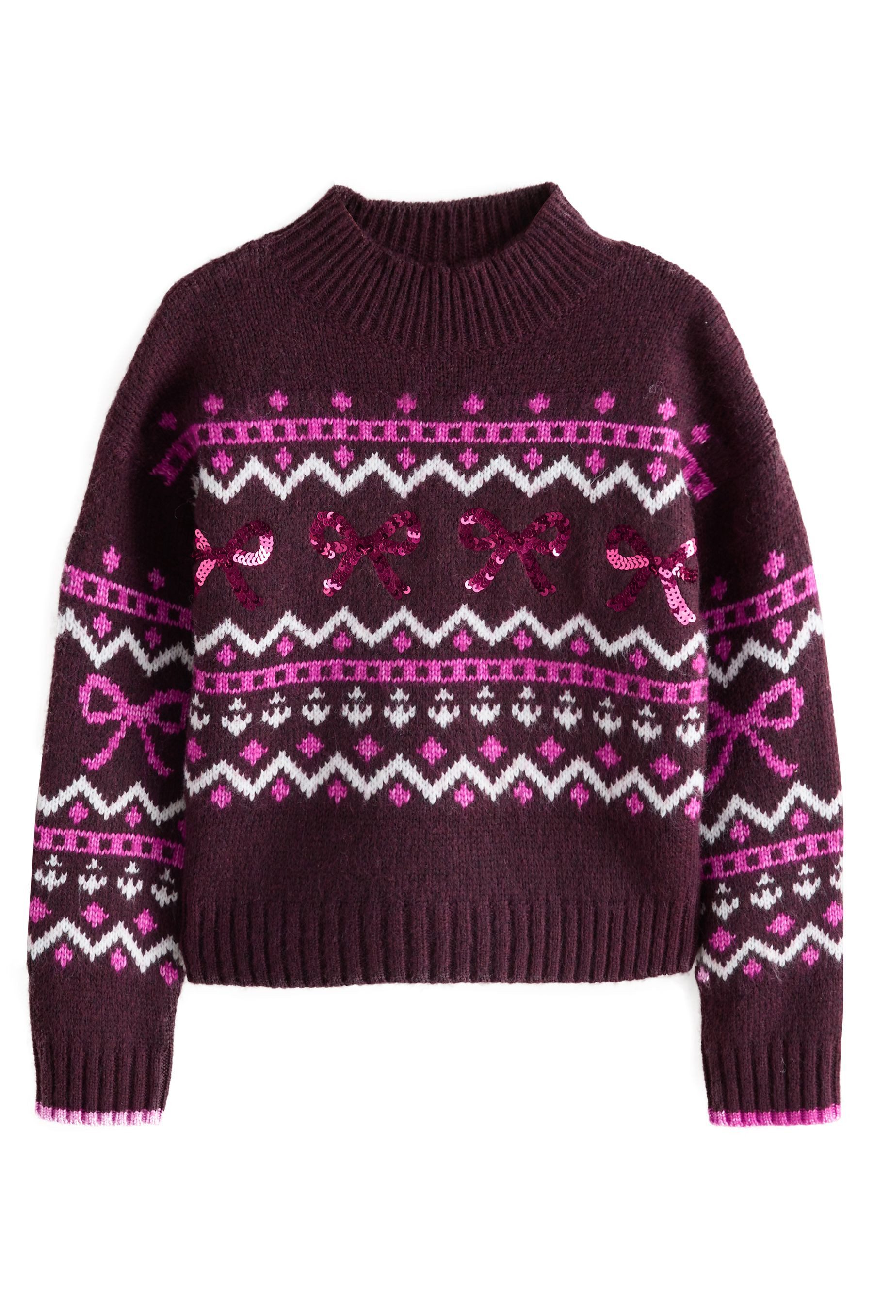 Next Strickpullover Weihnachtspullover mit Schleife (1-tlg)