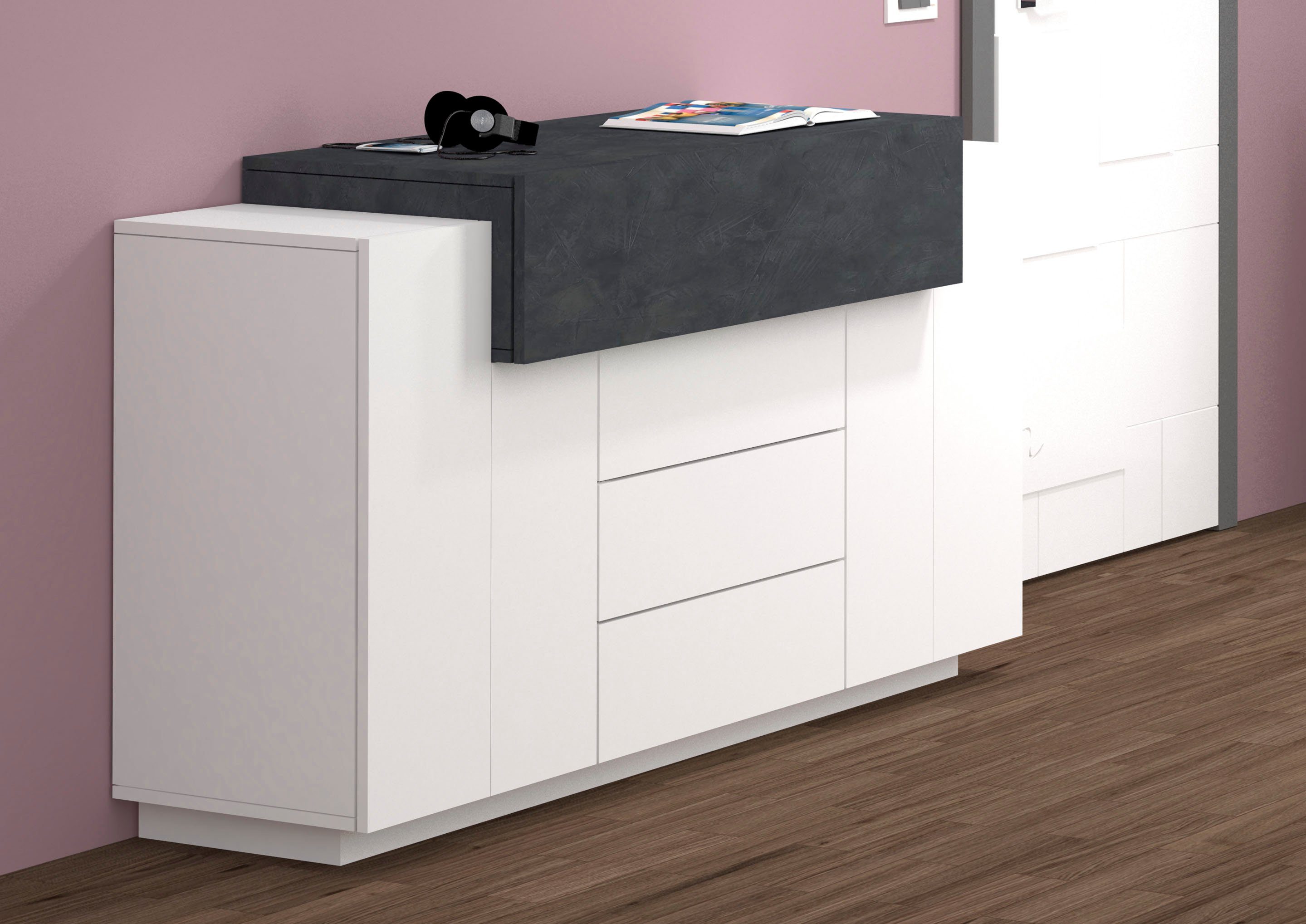 Kommode Coro, Kommode, Schrank, Kredenz, grifflos