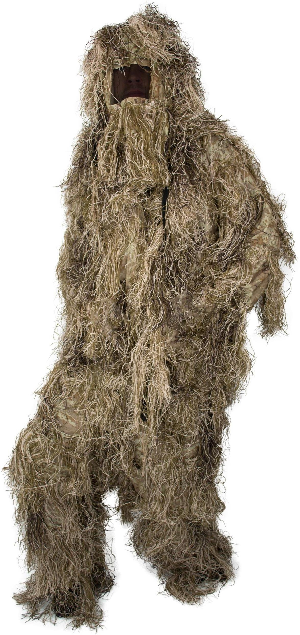 normani Monster-Kostüm Tarnanzug 4-teilig Ghillie Suit, Scharfschützen-Outfit Tarnung - Jacke, Hose, Gewehr- und Kopfbedeckung