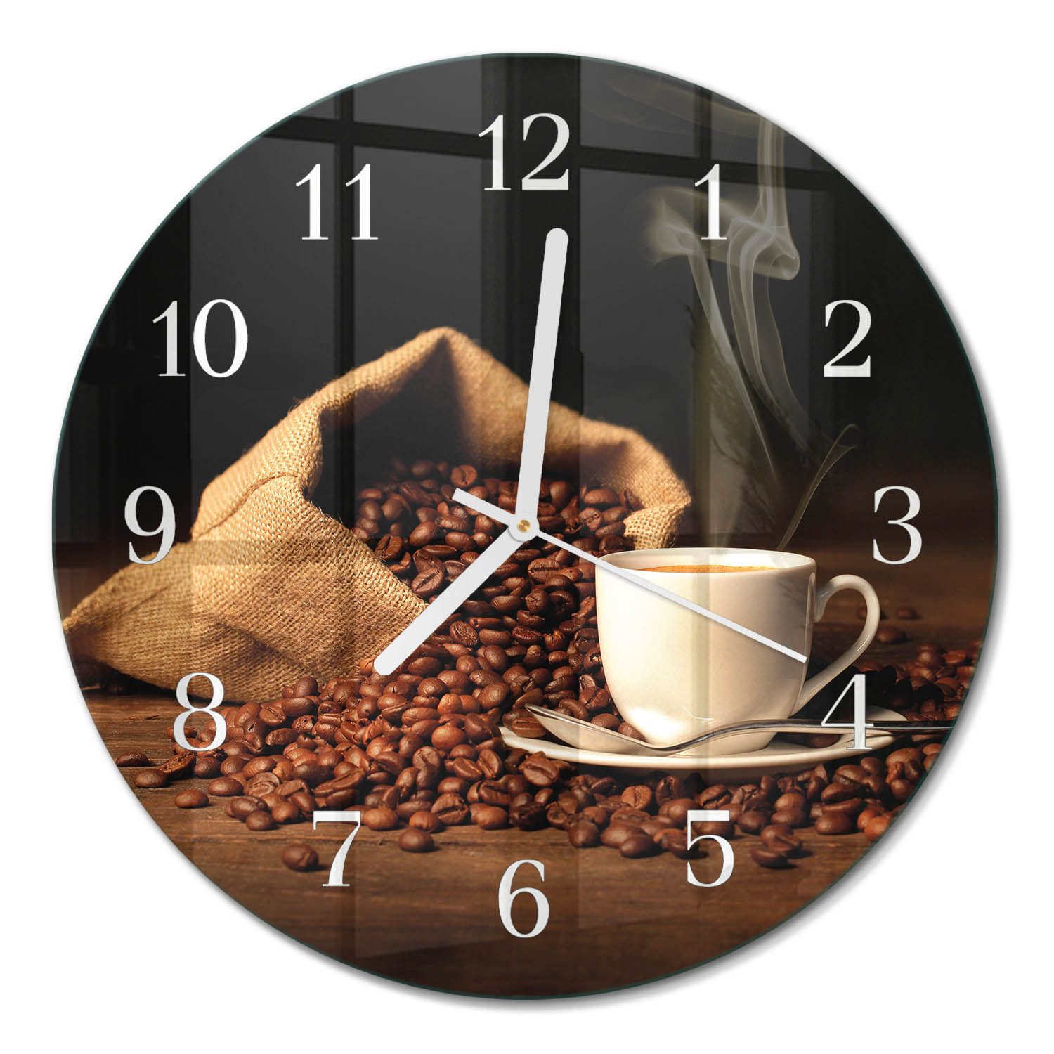 Tulup Wanduhr Wanduhr Dekorative Glasuhr für modernes Zuhause aus Hartglas (Kaffeebohnen, Braun)