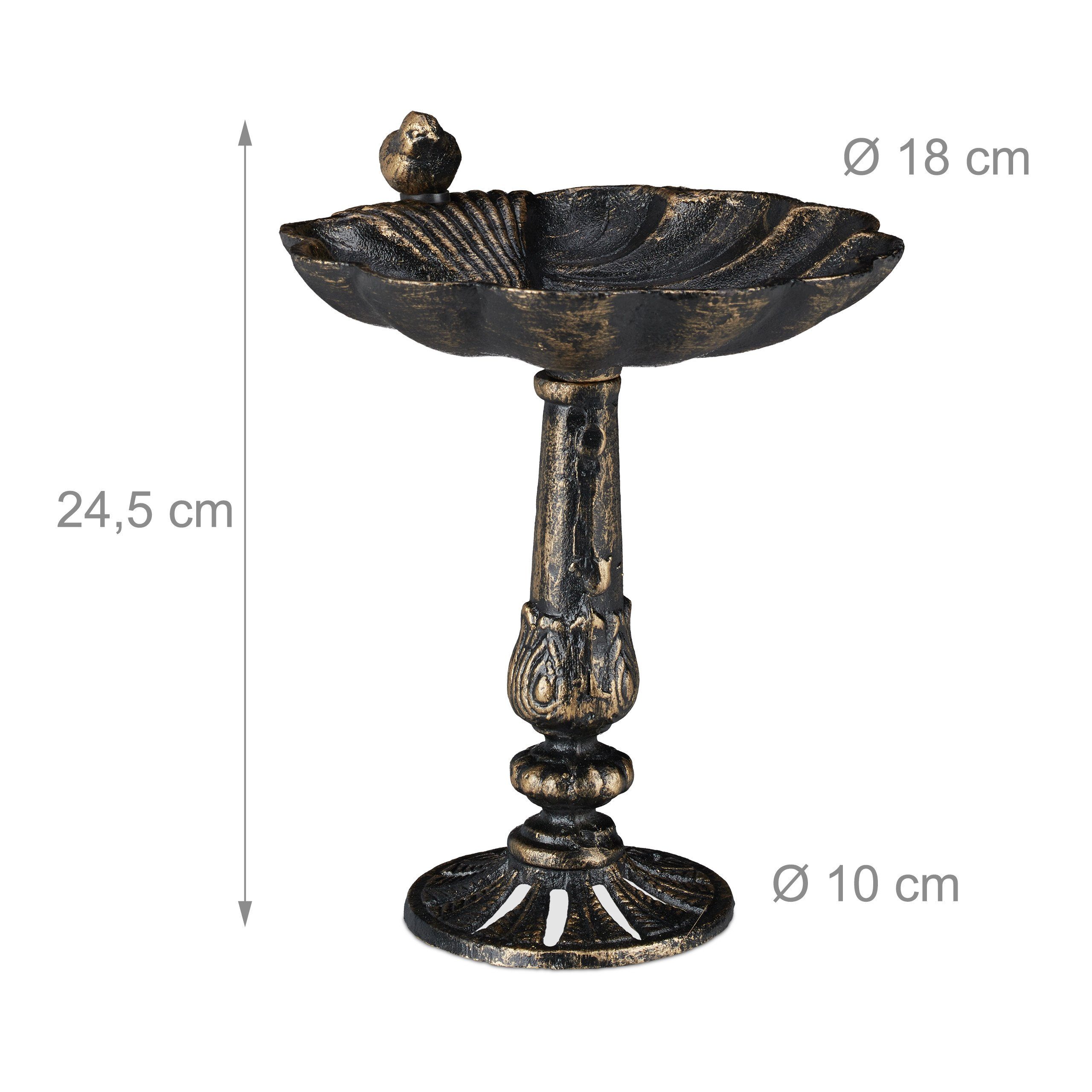 relaxdays Vogeltränke Gusseisen 0.76 l, Bronze – Bild 4 von 5