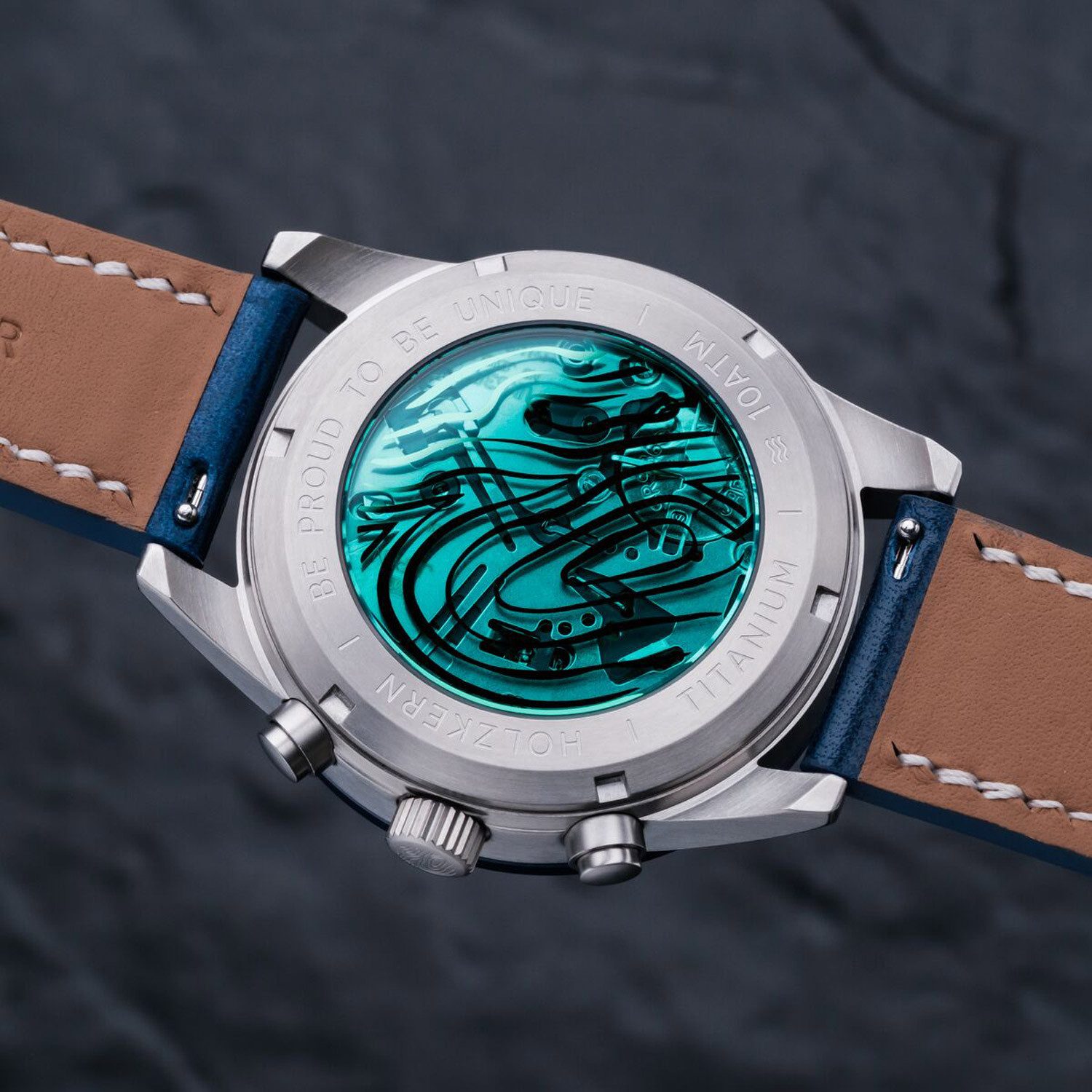 Holzkern Quarzuhr 9010631021825, Herrenuhr Titan Neverrest Marmor/Blau