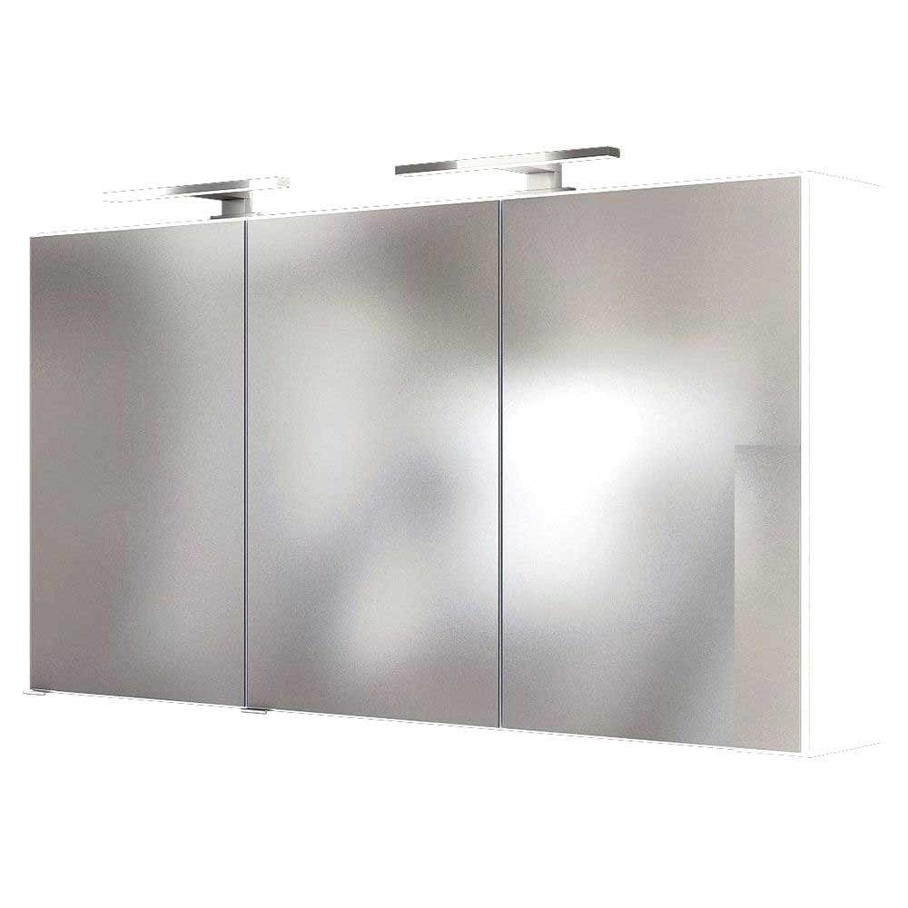 Lomadox Spiegelschrank ARLON-03 Badezimmer LED 120 cm matt weiß BxHxT 120x66x20 cm