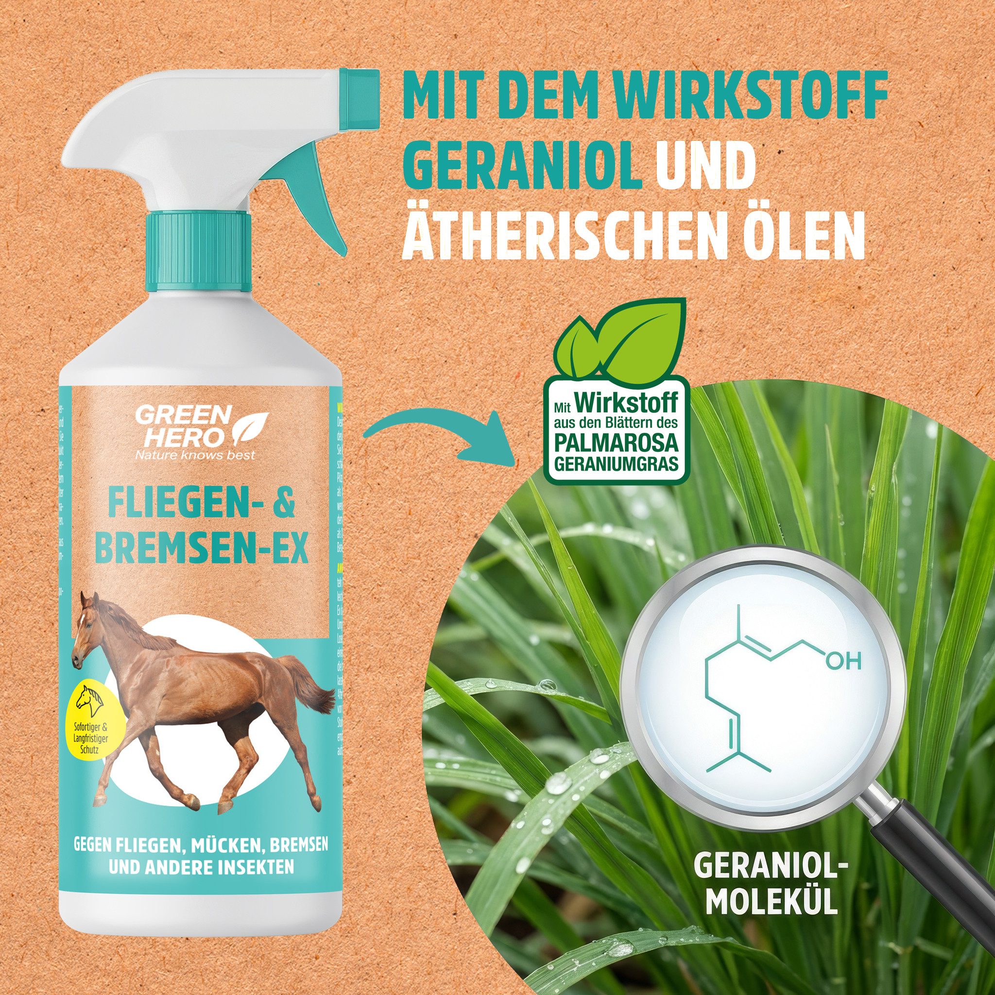 GreenHero Insektenspray Bremsen EX für Pferde, 500 ml