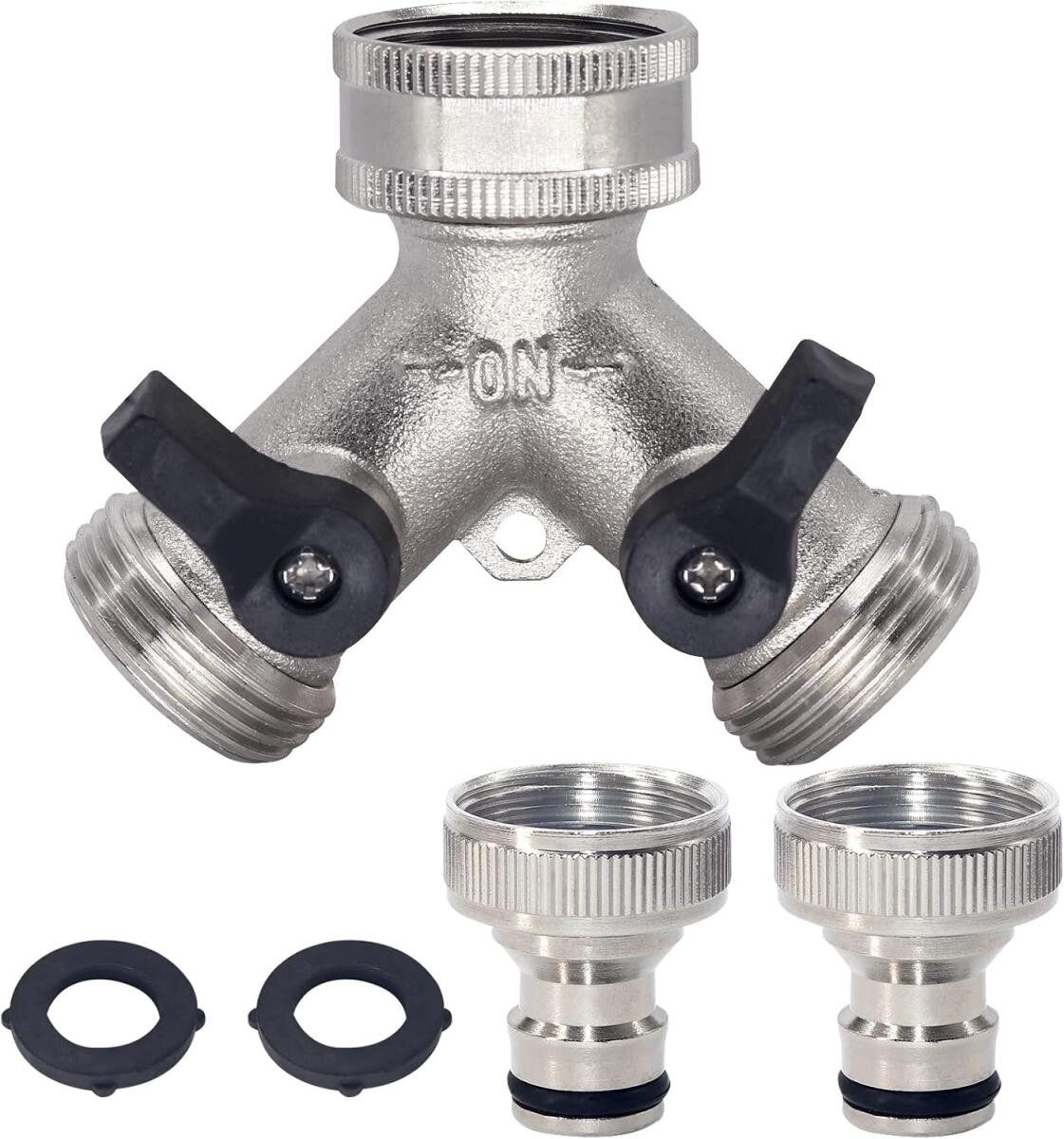 FELIXLEO Y-Stück Y-Verteiler 2-Wege Wasserhahn Adapter Chrom Messing 3/4 Zoll Anschluss, (1-tlg)