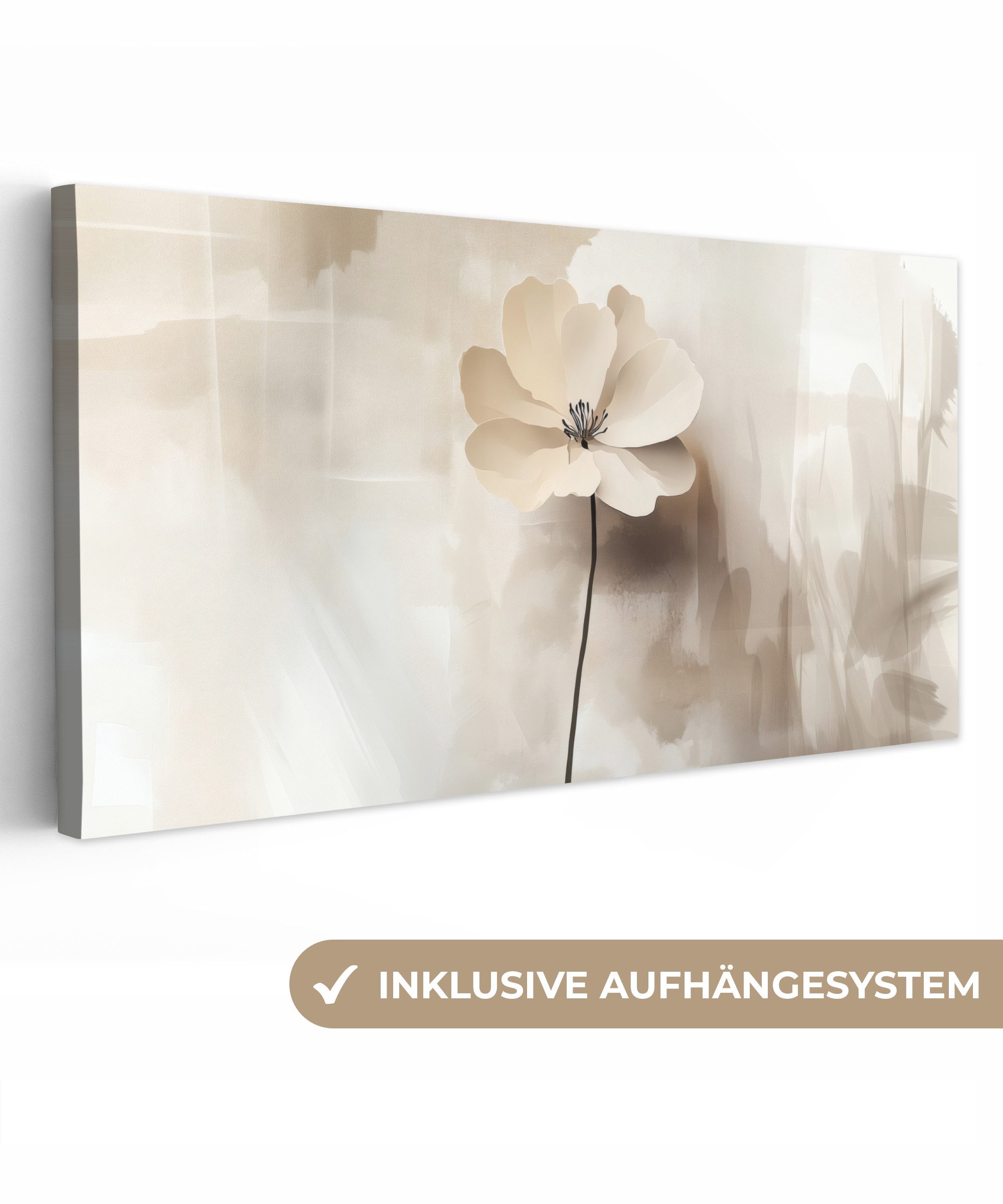 OneMillionCanvasses® Leinwandbild Panorama Blume - Beige günstig online kaufen