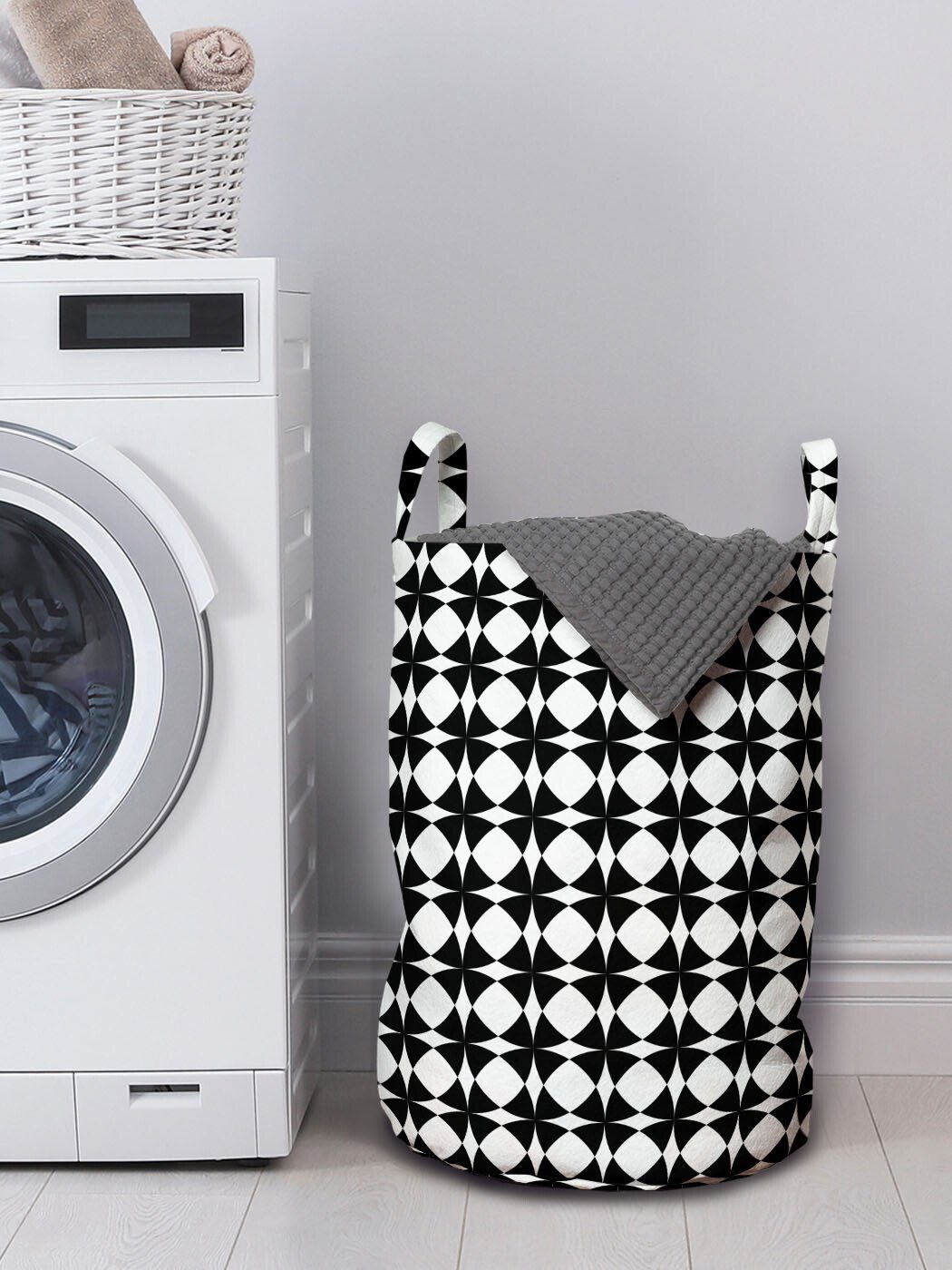 verrückte Wäschekorb für Abakuhaus Griffen abstrakte mit Wäschesäckchen Formen Kordelzugverschluss Waschsalons, Kunst Symmetrische