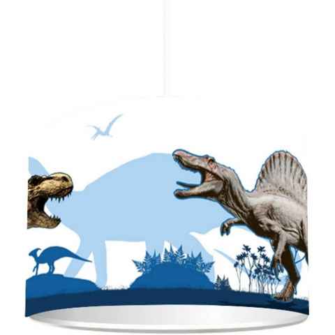 STIKKIPIX Lampenschirm KL68, Kinderzimmer Lampenschirm "Dinosaurier", kinderleicht eine Dino Lampe erstellen, als Steh- oder Hängeleuchte/Deckenlampe, perfekt für Dinosaurier-begeisterte Jungen