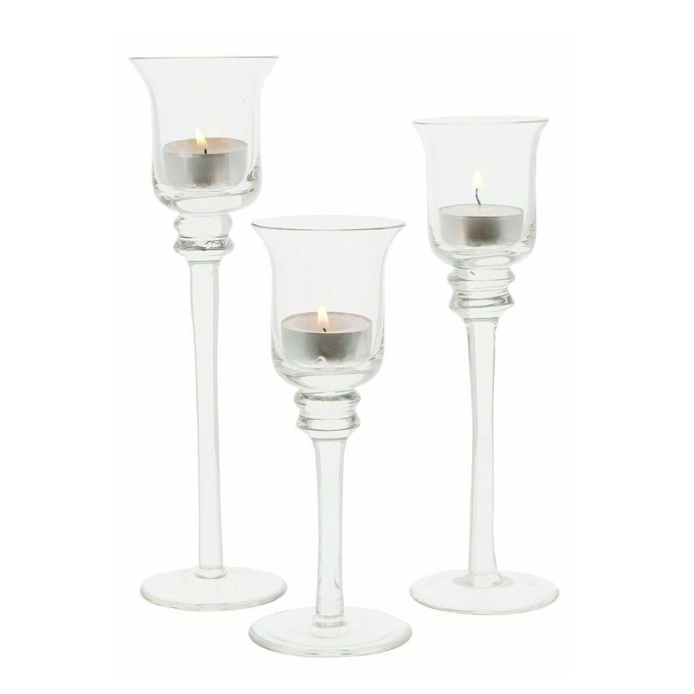 Home-trends24.de Kerzenhalter Glas 3er-Set Windlicht Teelichthalter Kerzenhalter Kerzenleuchter